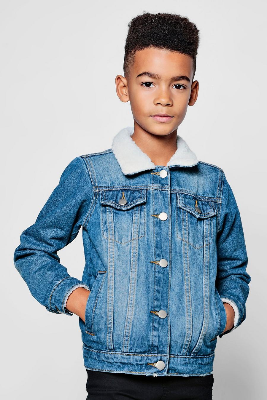 Boys Borg Collar Denim Jacket | boohoo Boys Borg Collar Denim Jacket | boohoo
