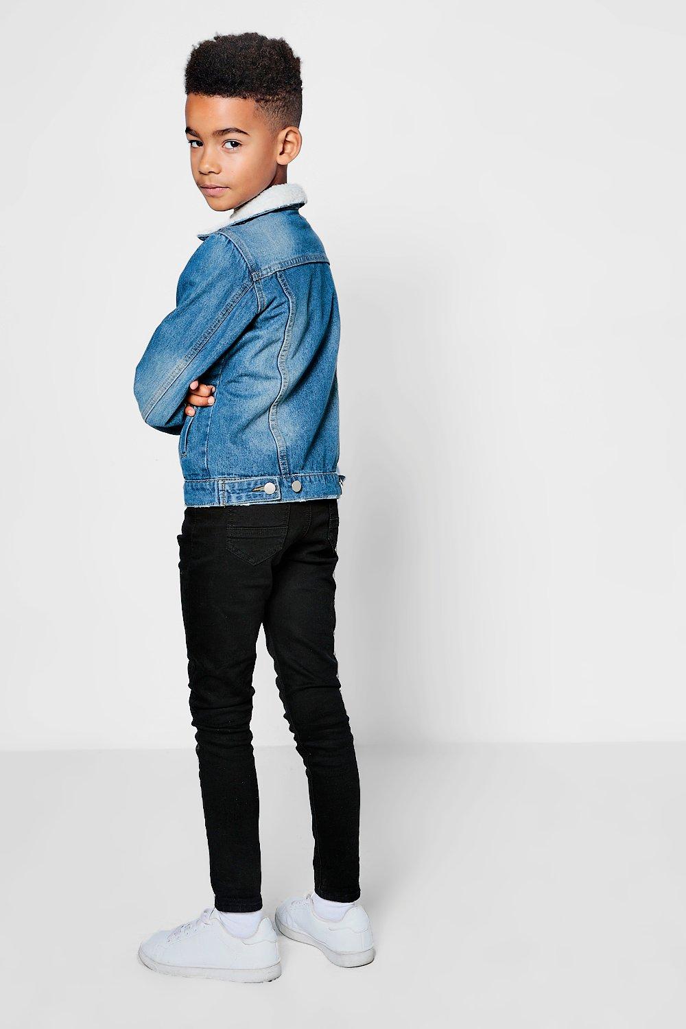 Boys denim store borg jacket