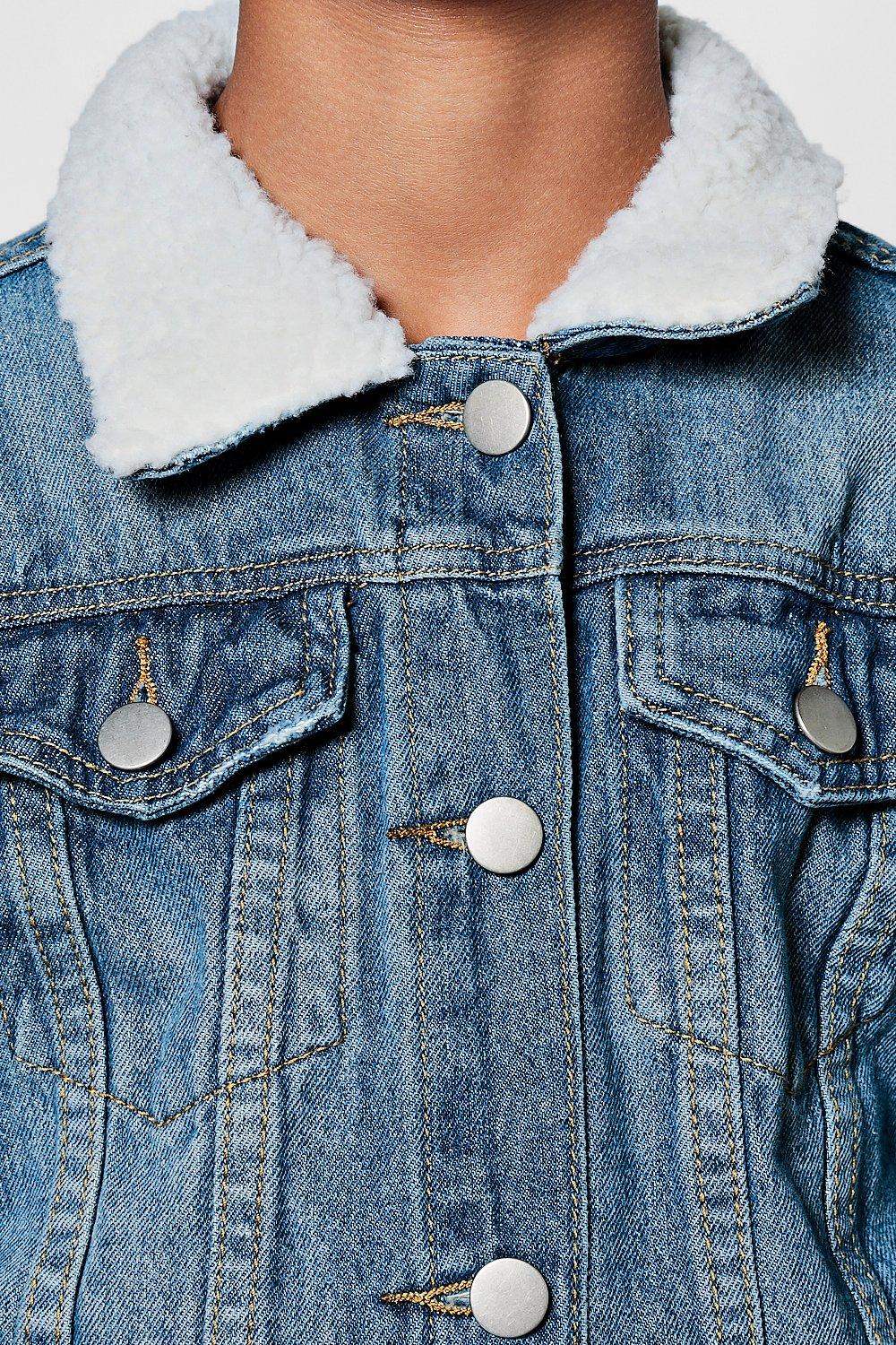 Boys Borg Collar Denim Jacket