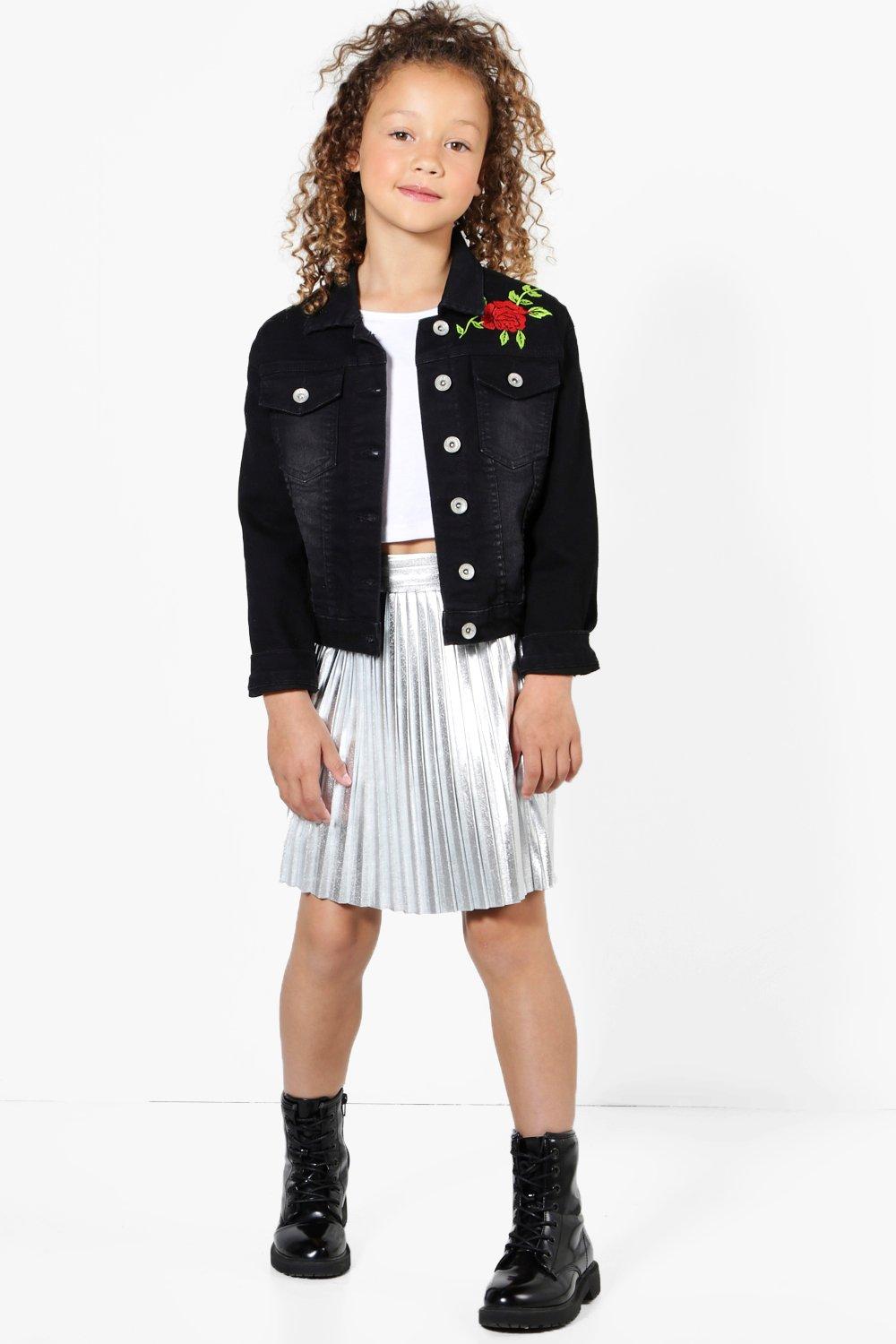 silver metallic pleated mini skirt