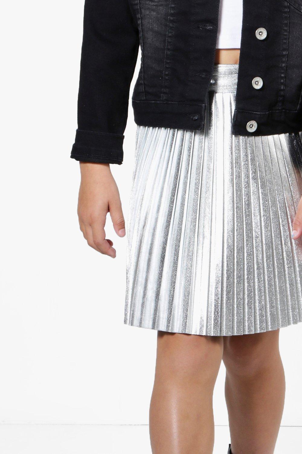 Metallic pleated 2025 skirt short