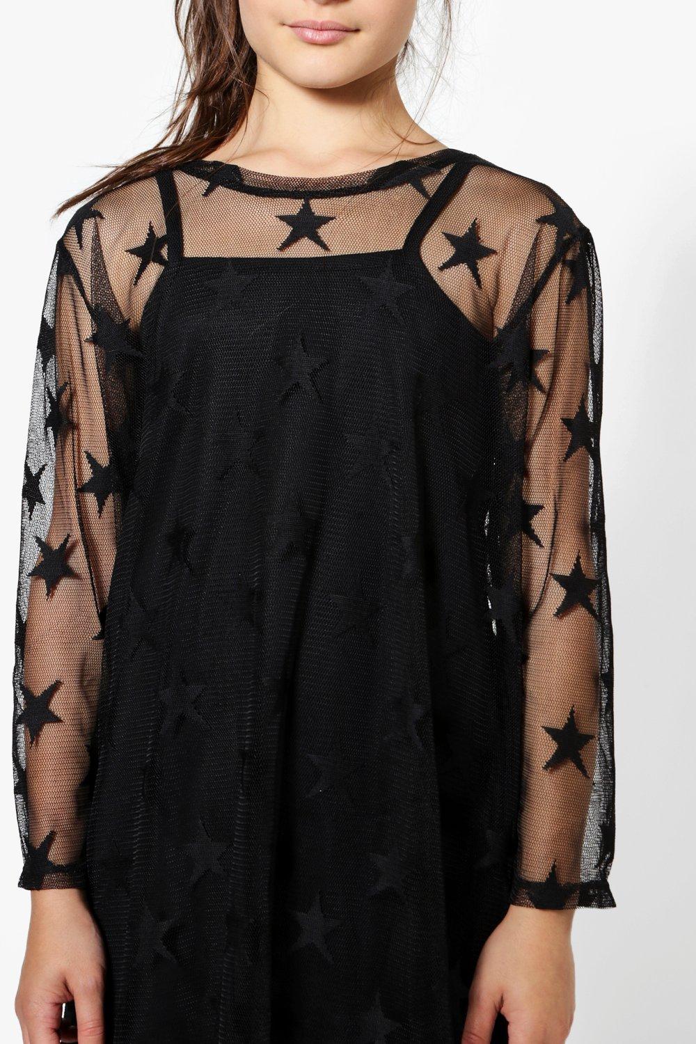 Boohoo mesh star outlet dress