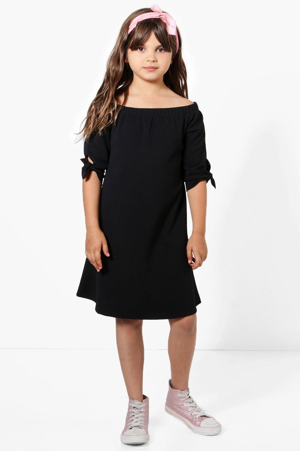 boohoo black tie dress