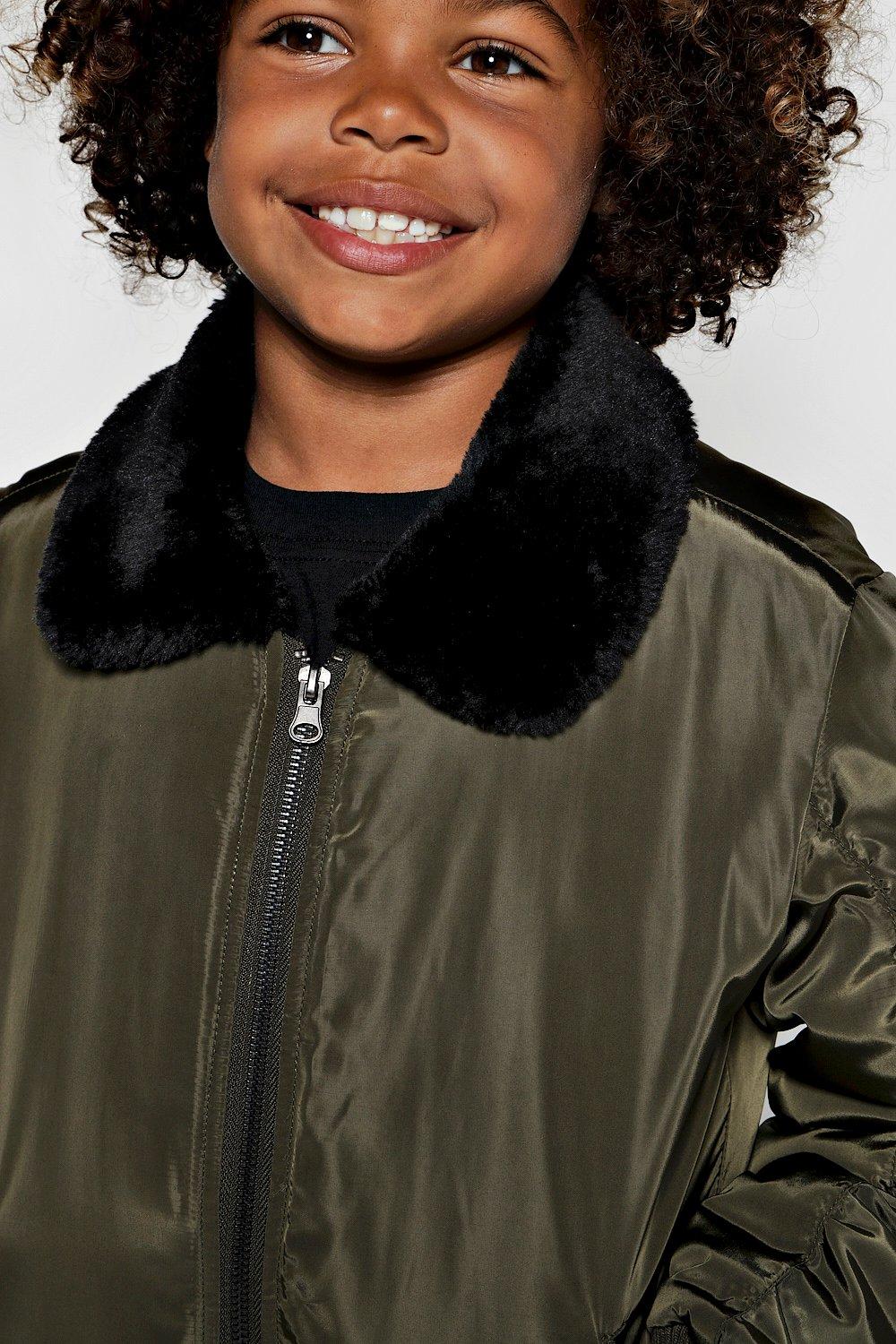 Boys fur cheap collar jacket