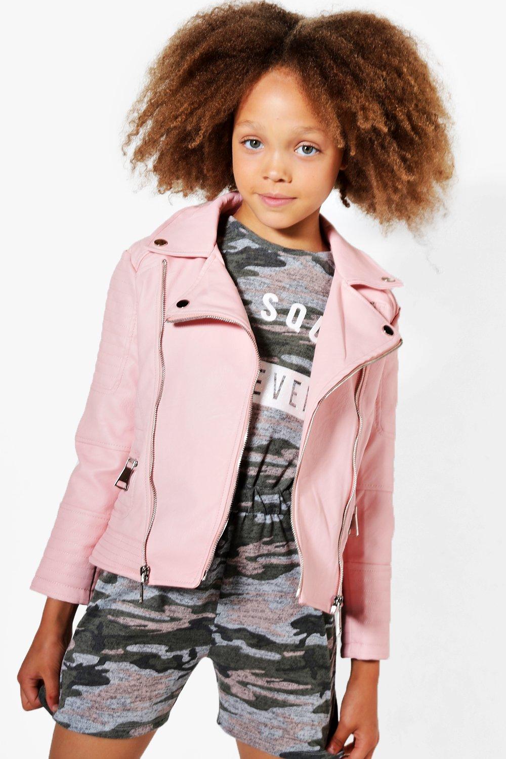 girls pink leather jacket