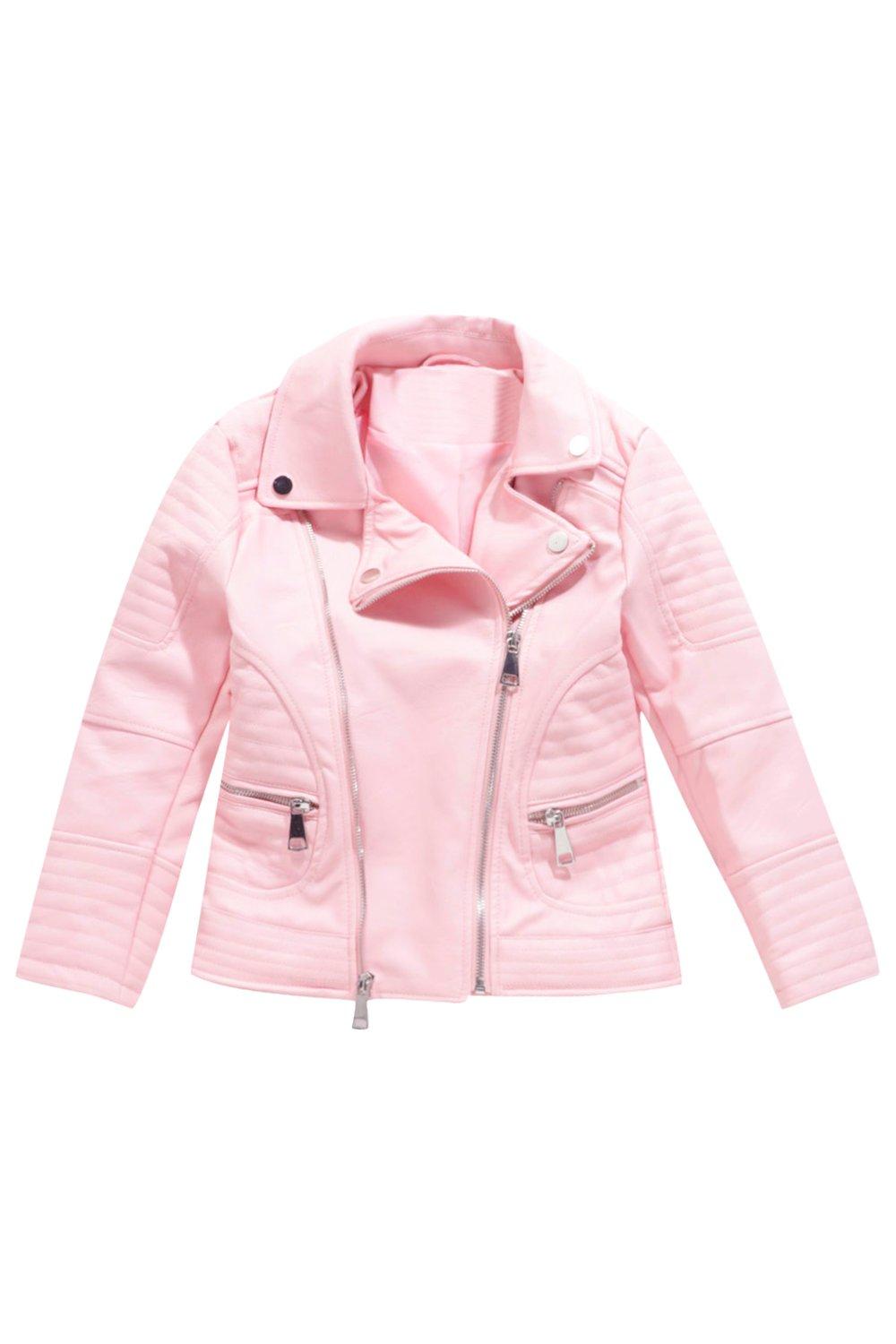 Pink leather jacket for kids hotsell