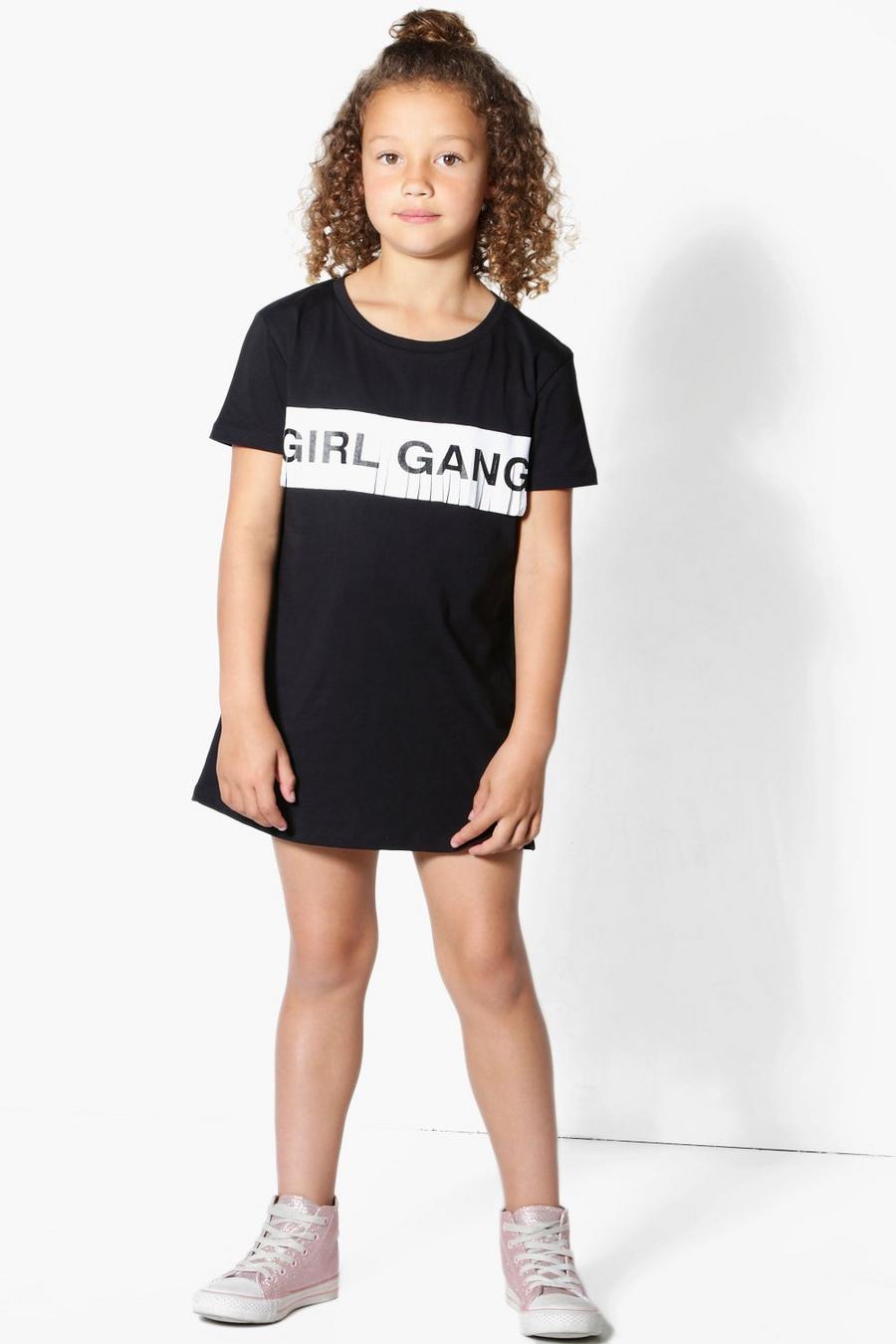 Black Girls Girl Gang Fringe T-Shirt Dress image number 1