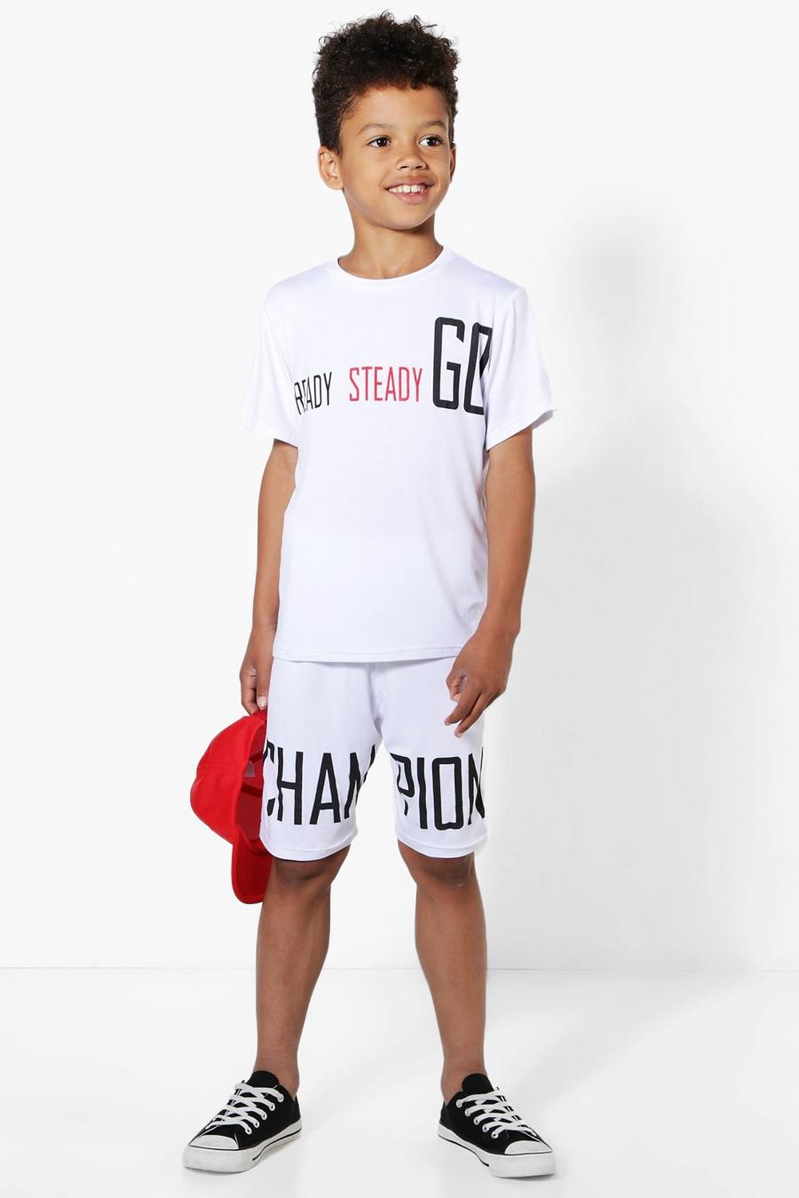Jungen Zweiteiler aus T-Shirt mit „Champion“-Print und Shorts image number 1