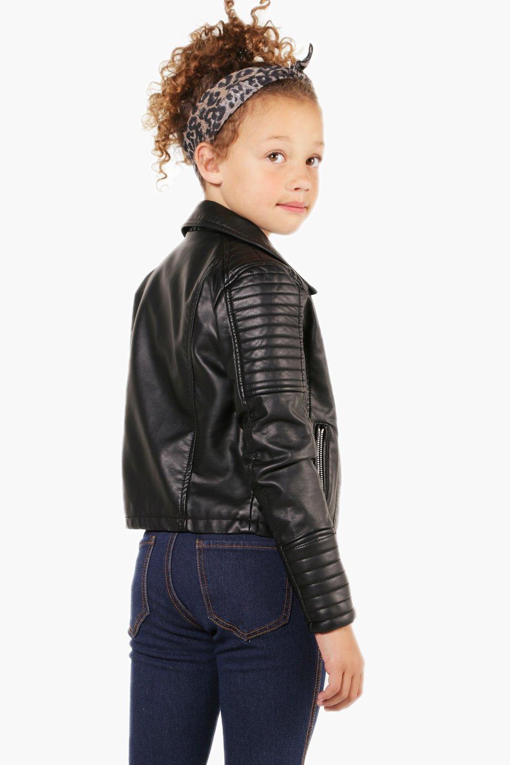 Girls fake leather on sale jacket