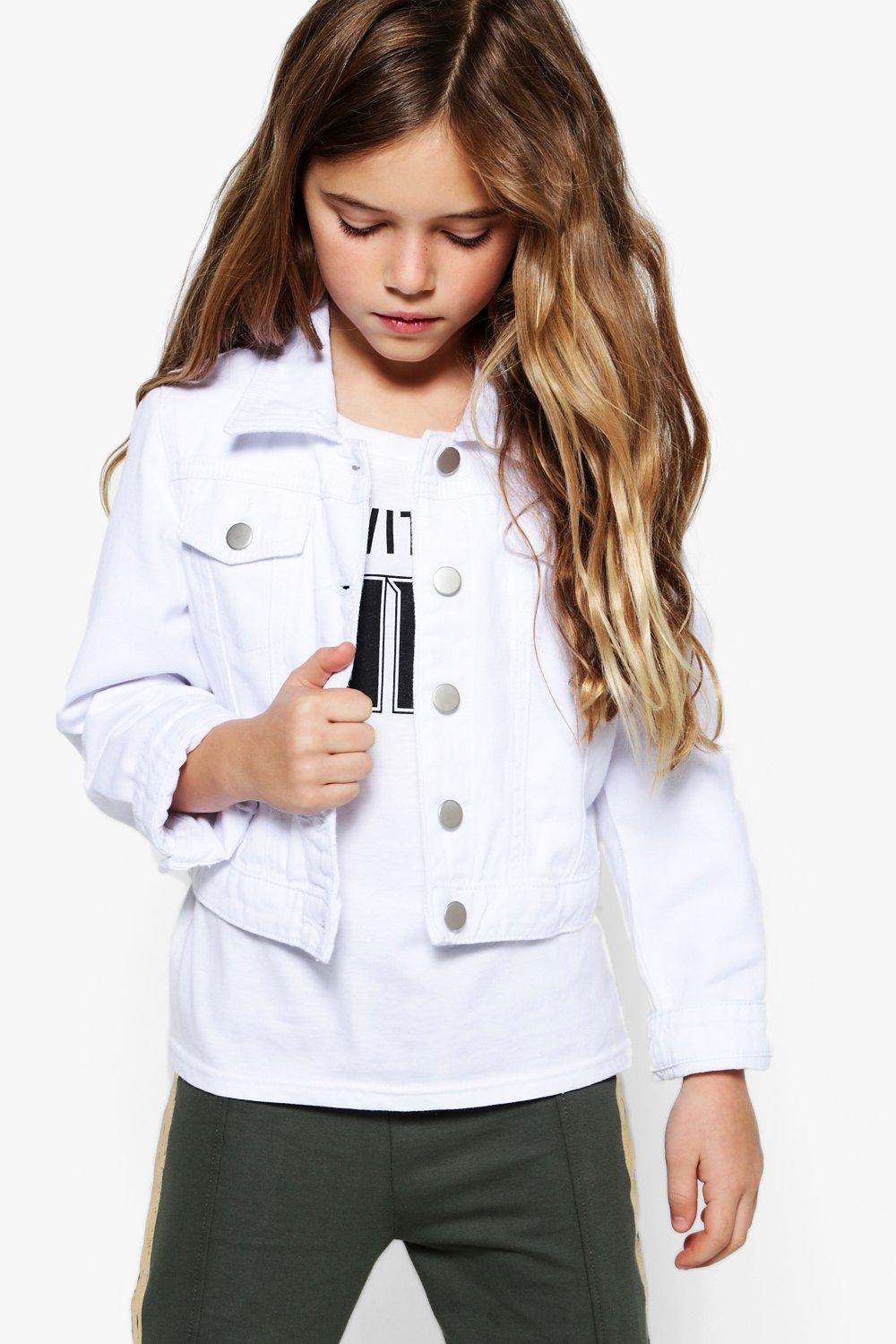 girls white denim jacket