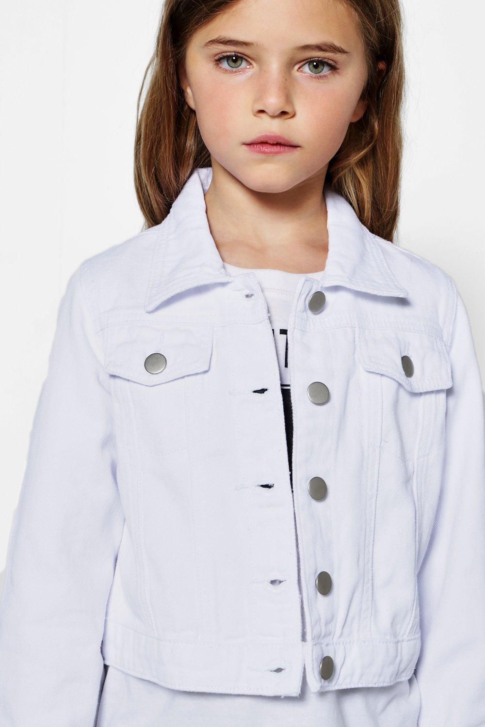 Veste en jean blanche fille new arrivals