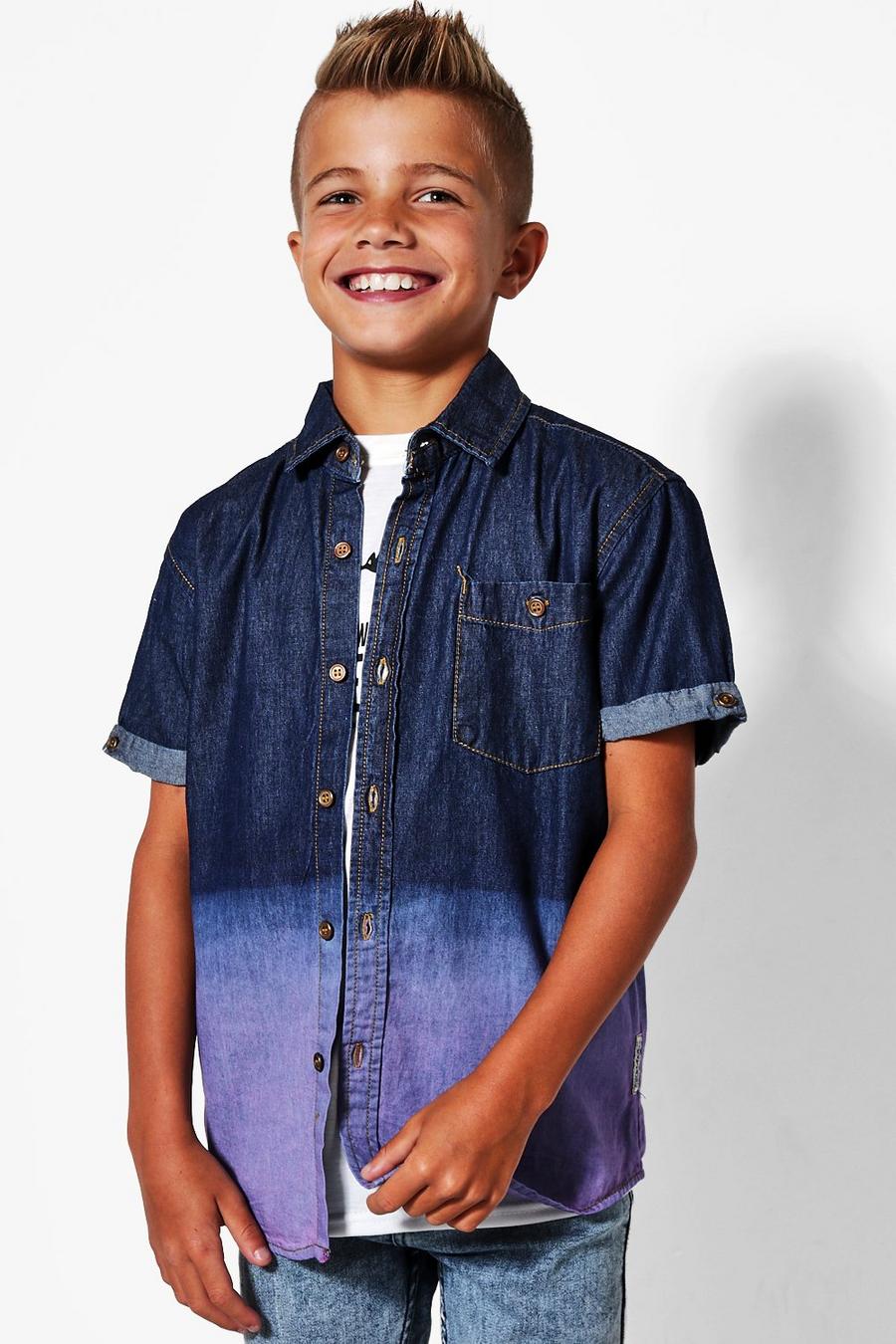 Jungen Hemd aus Denim in Batik-Optik image number 1