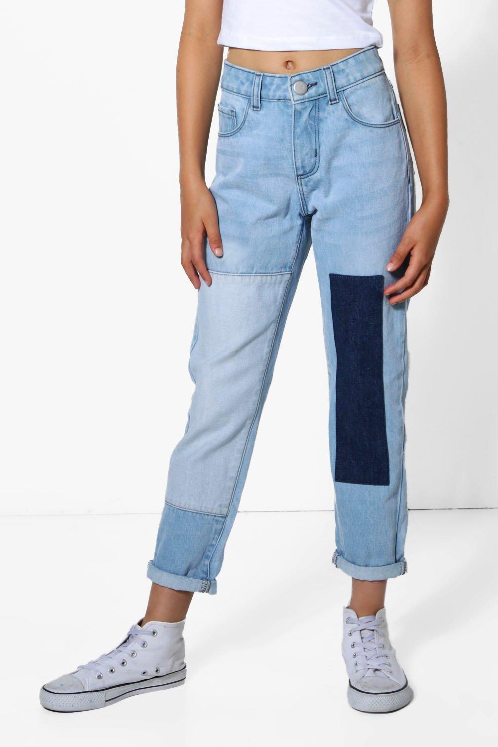 Girls Patchwork Denim Boyfriend Jeans Boohoo Nederland