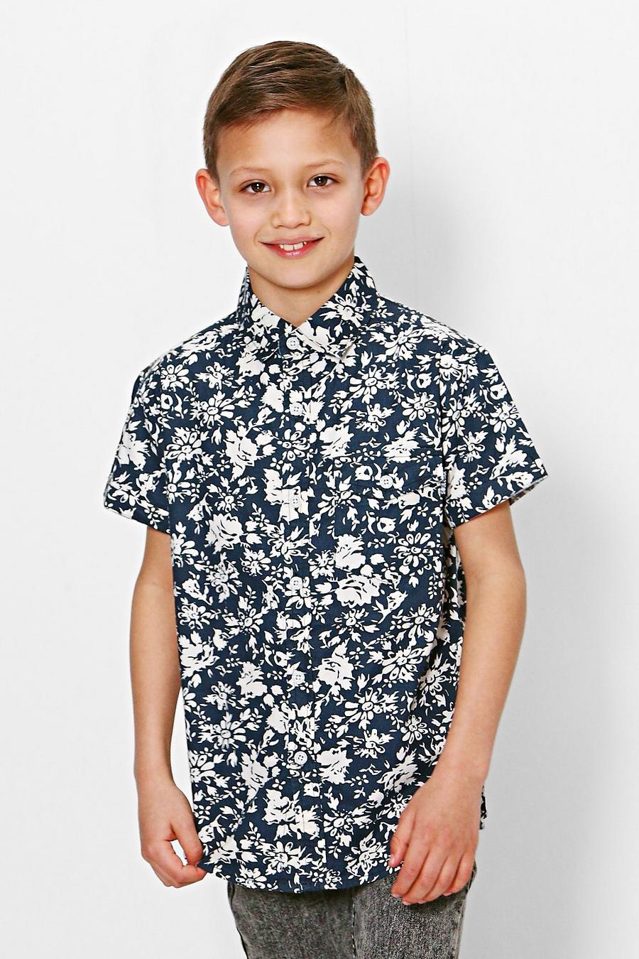 camisa con estampado floral para niño, Negro image number 1