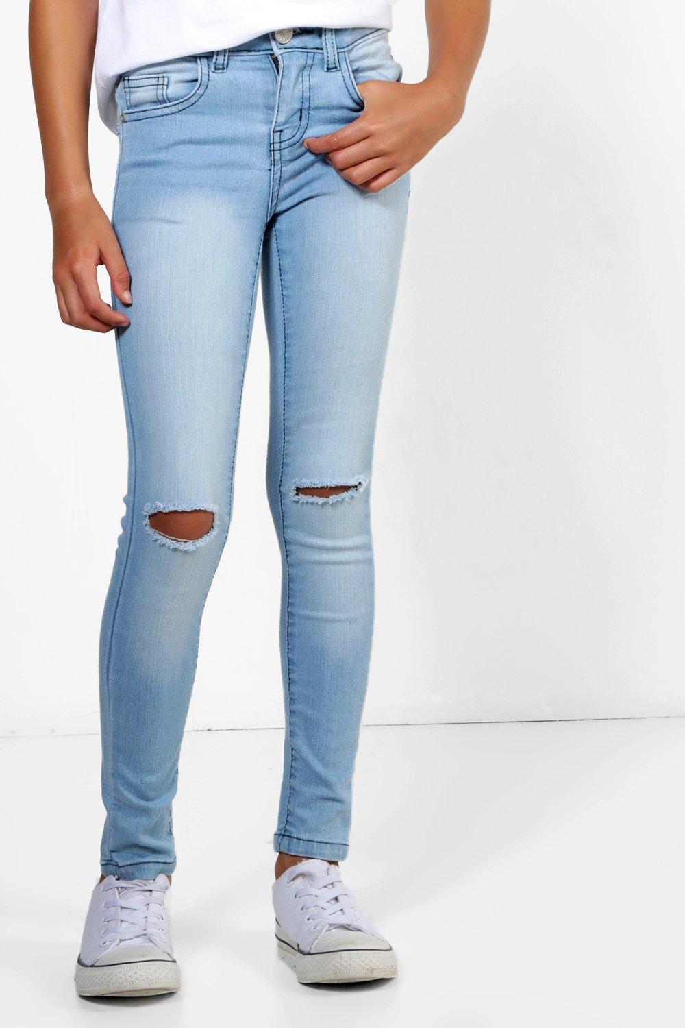 jean skinny d chir aux genoux pour filles boohoo