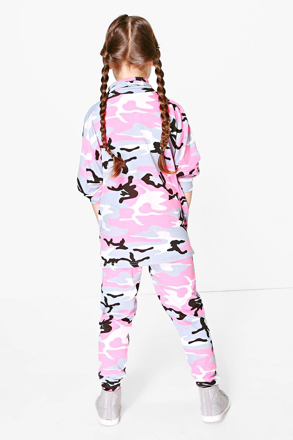 Girls Camo Turtleneck Tracksuit Set boohoo CA