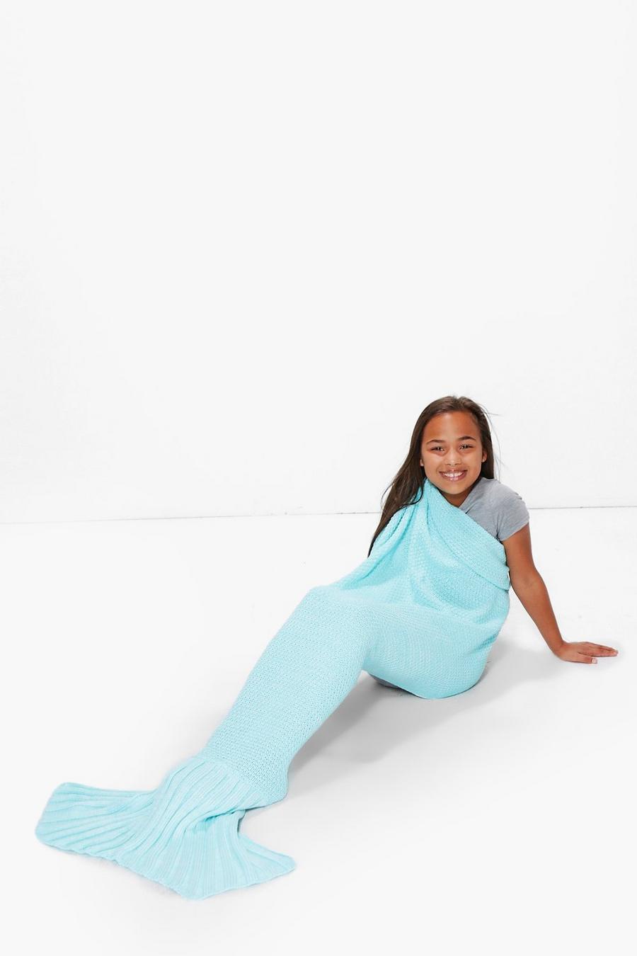 Aqua bleu Girls Mermaid Tail Blanket image number 1
