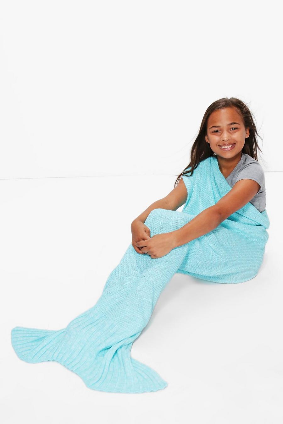 Turquoise Girls Mermaid Tail Blanket image number 1