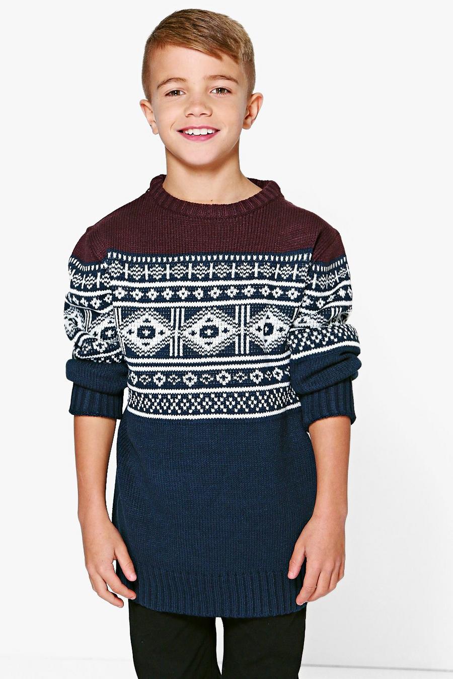 pullover invernale bambino in maglia con motivo Fair Isle image number 1