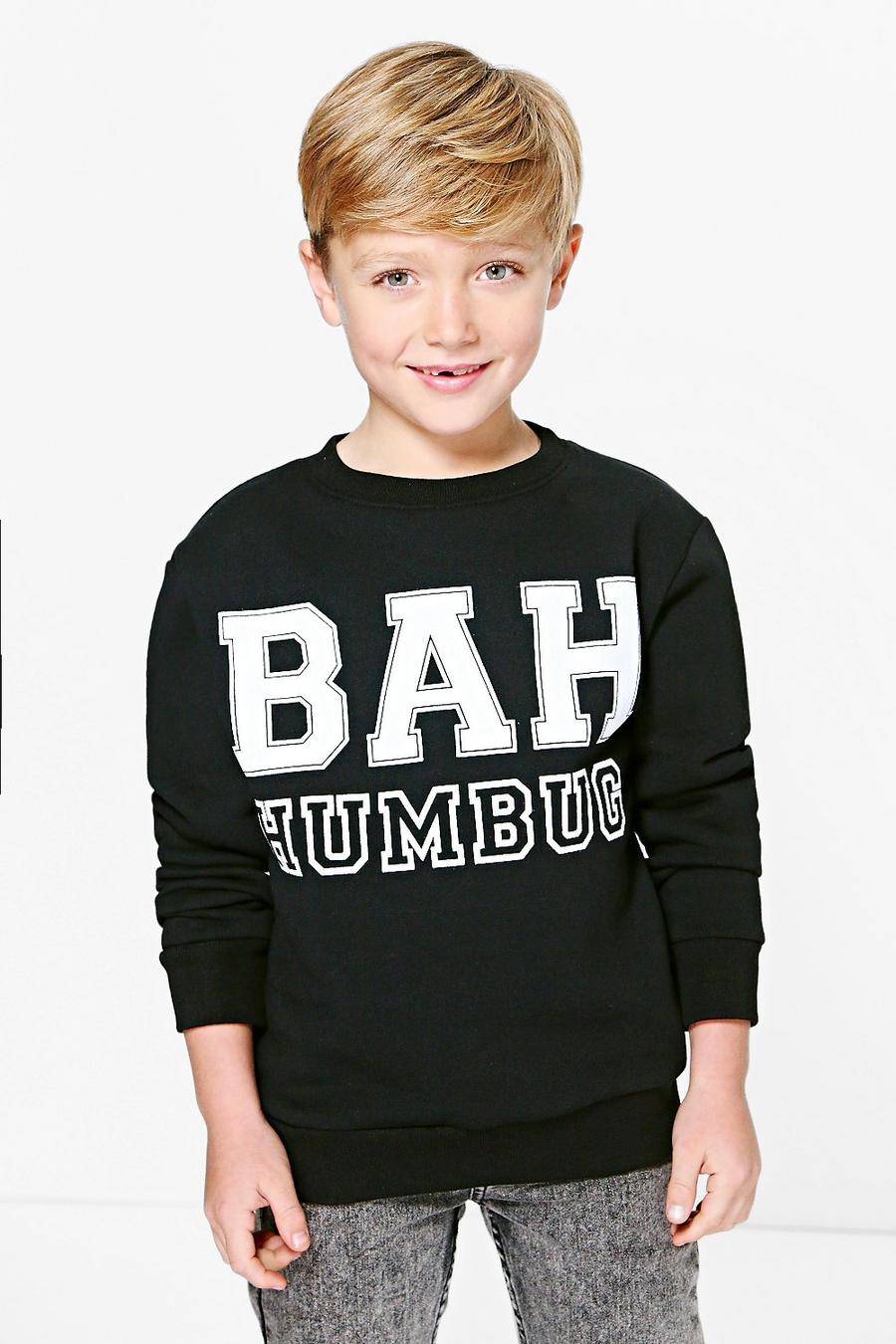 Jungen Weihnachtspullover mit Bah-Humbug-Slogan image number 1