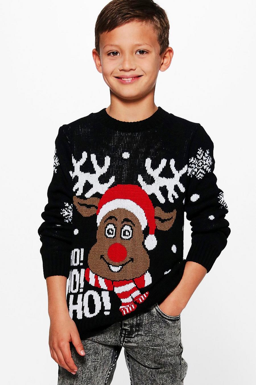 Jungen Weihnachtspullover mit Rudolph, Schwarz image number 1