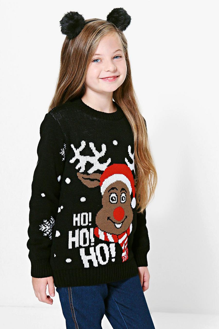 Mädchen Weihnachtspullover mit Rudolph image number 1