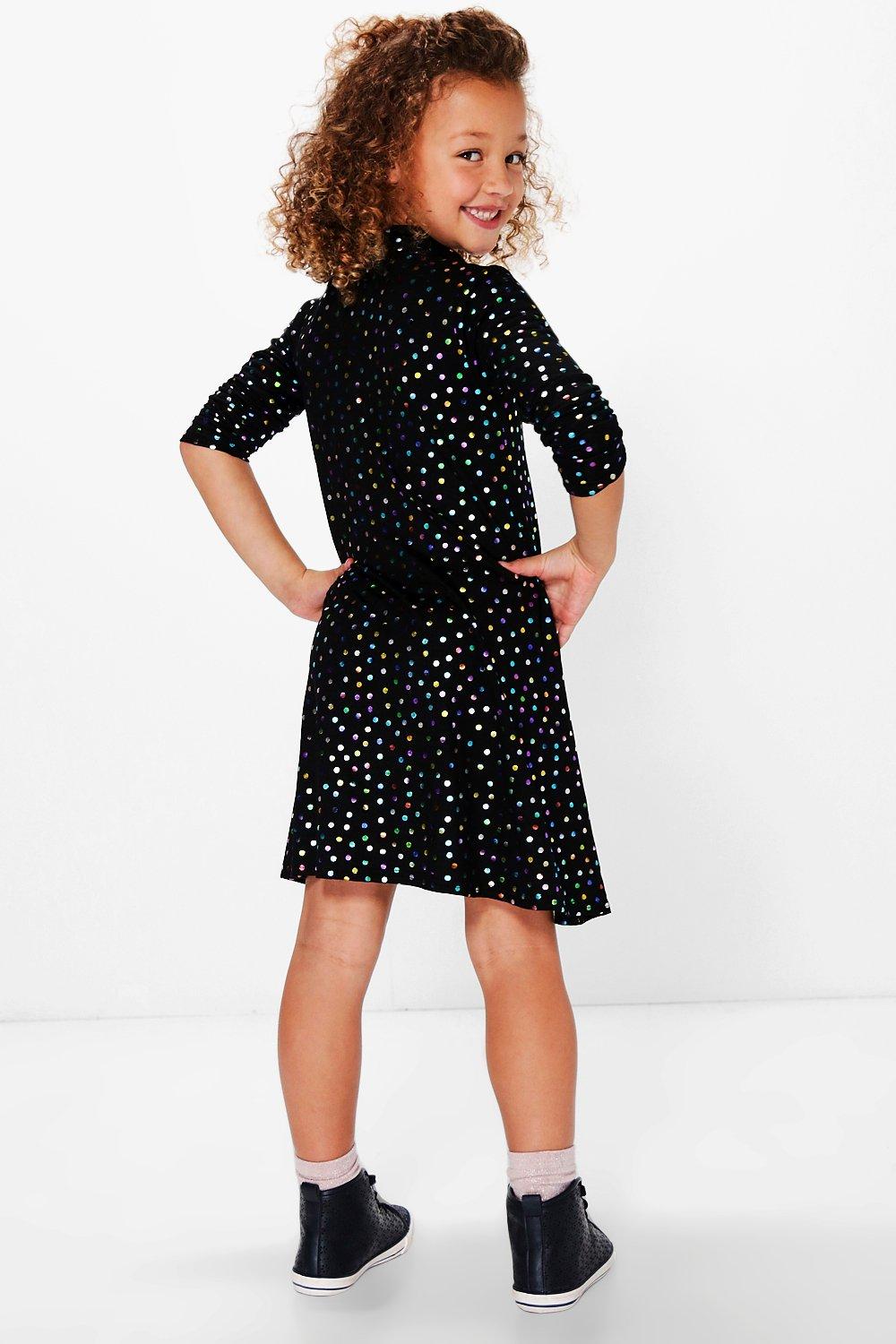 boohoo metallic spot dress