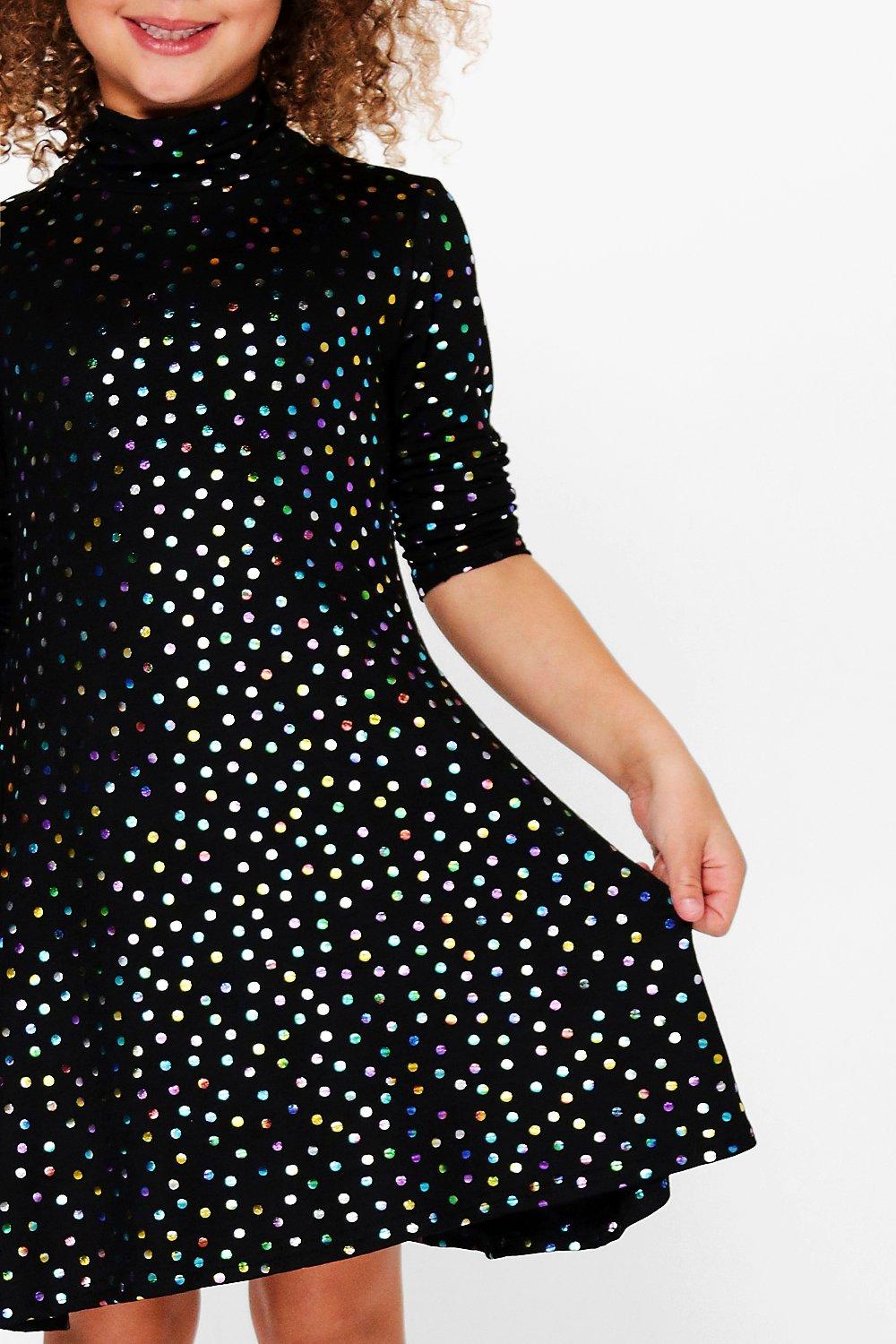 boohoo metallic spot dress