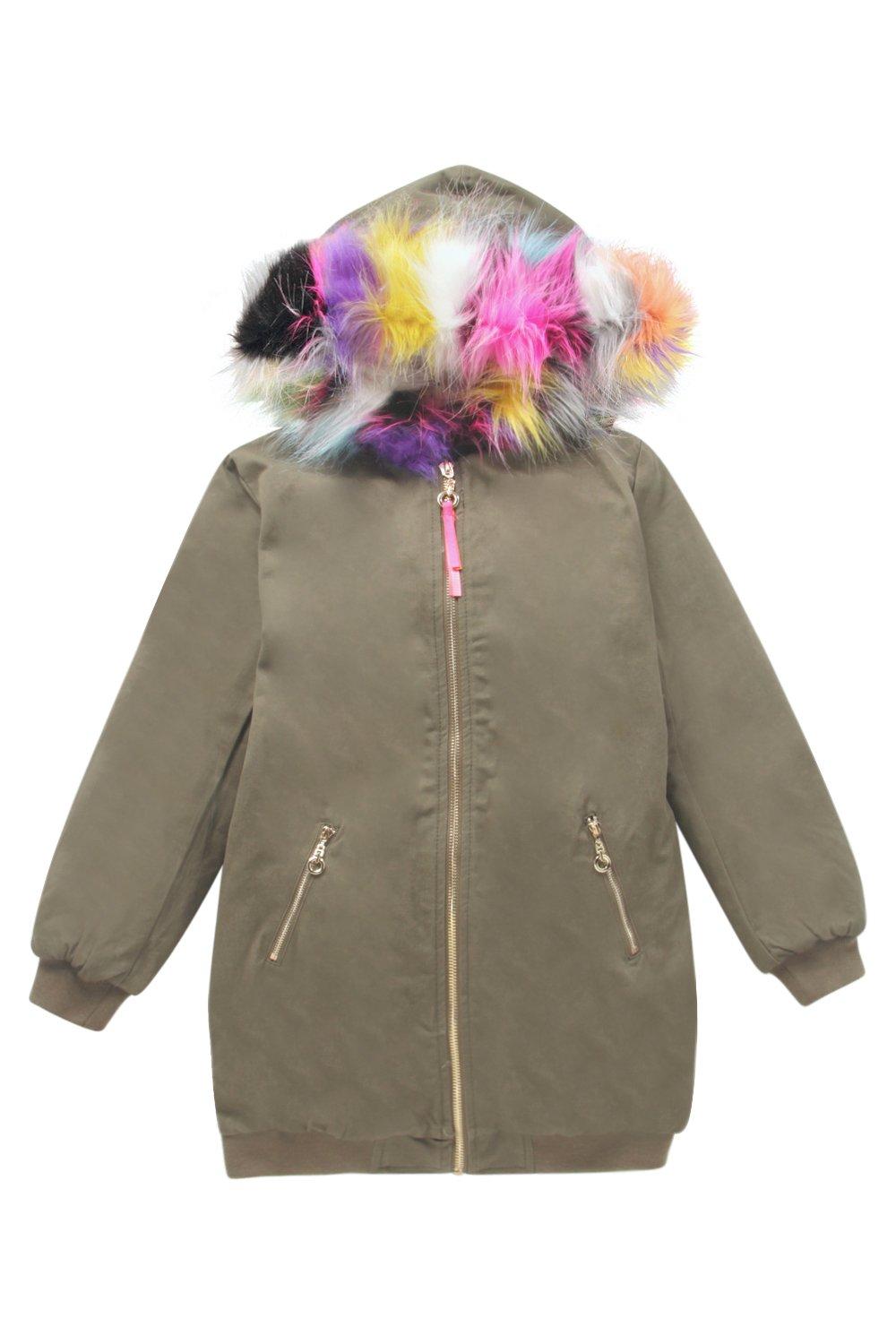 coloured fur parka