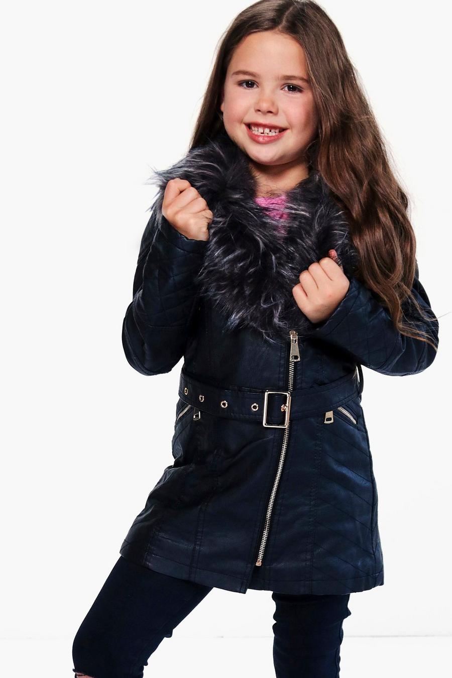 Boutique pour filles en Faux cuir Manteau col en fourrure image number 1