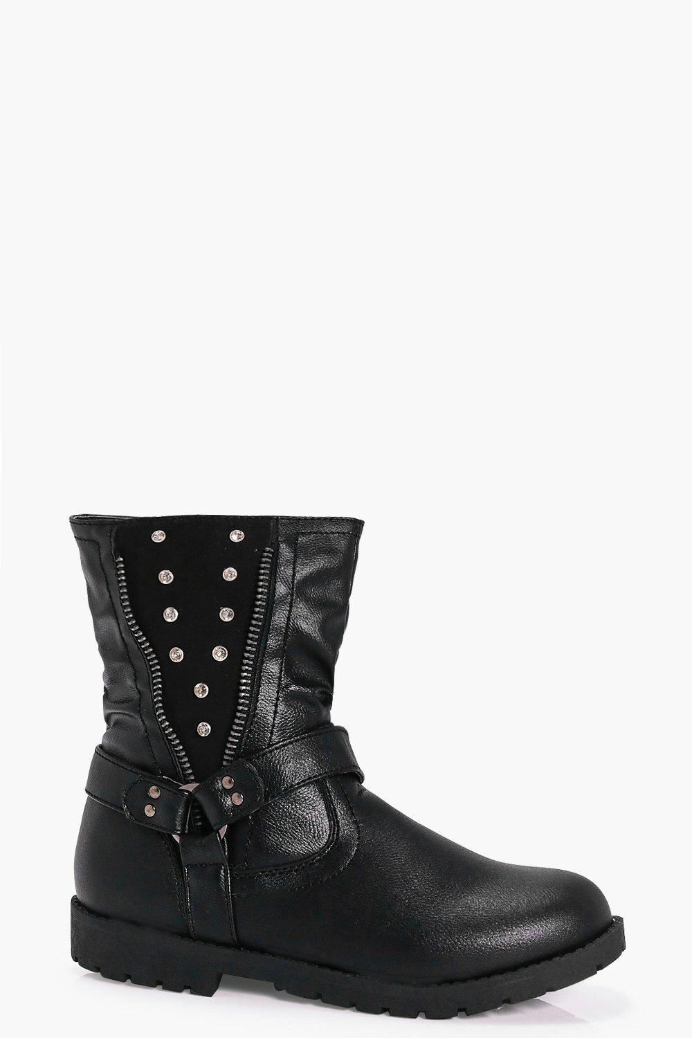 girls black biker boots