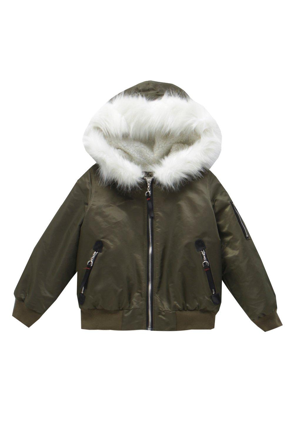 Girls faux fur bomber jacket hotsell