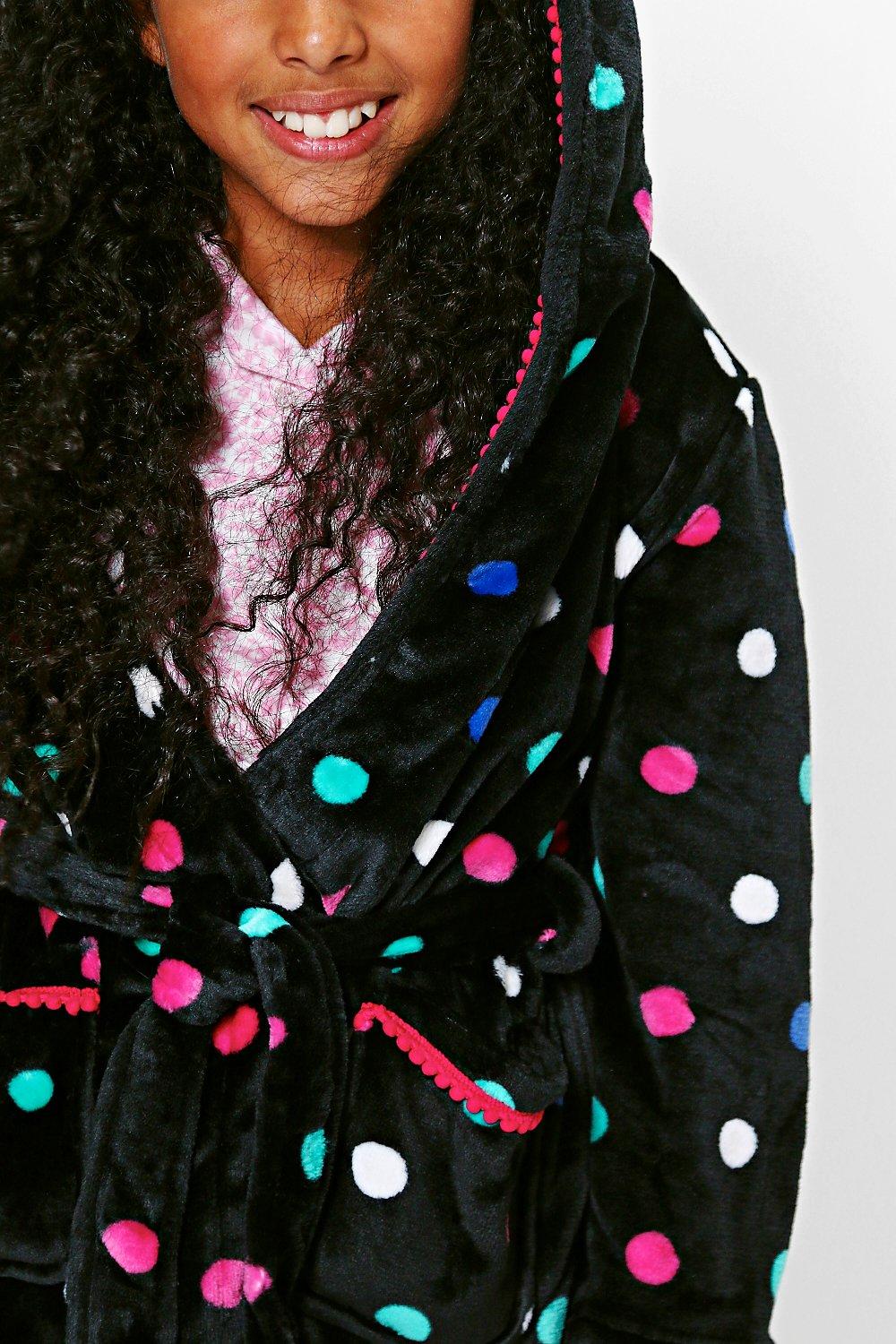 Girls black dressing gown sales