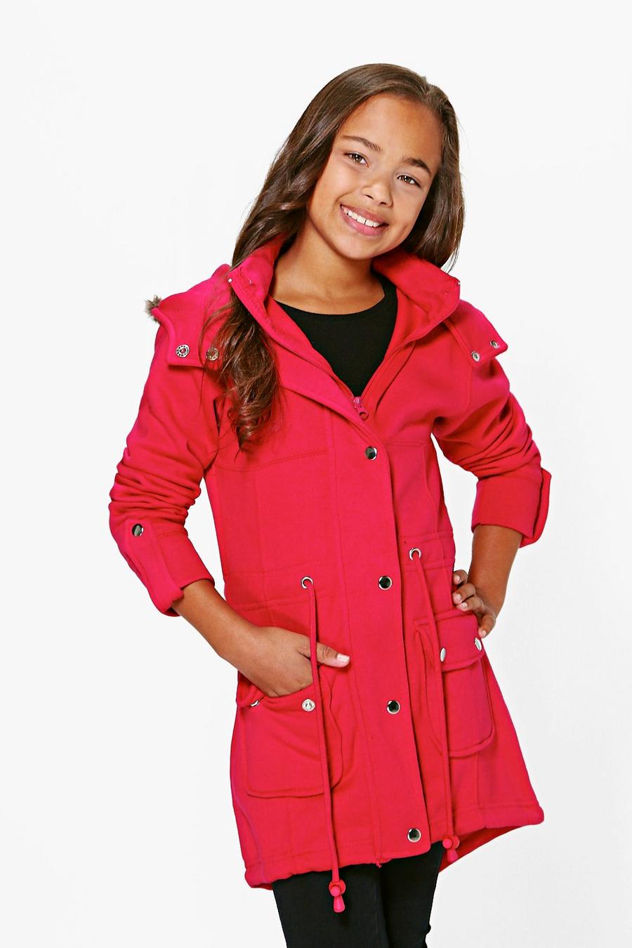 manteau léger style parka à capuche en fausse fourrure pour filles image number 1