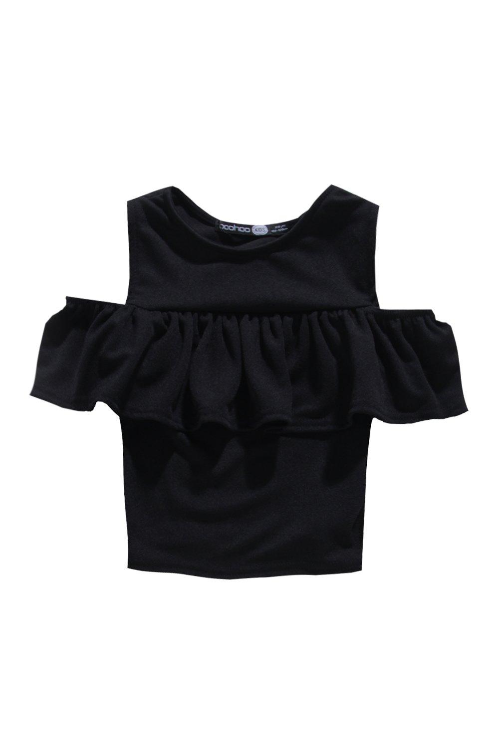 Girls Ruffle Open Shoulder Top boohoo