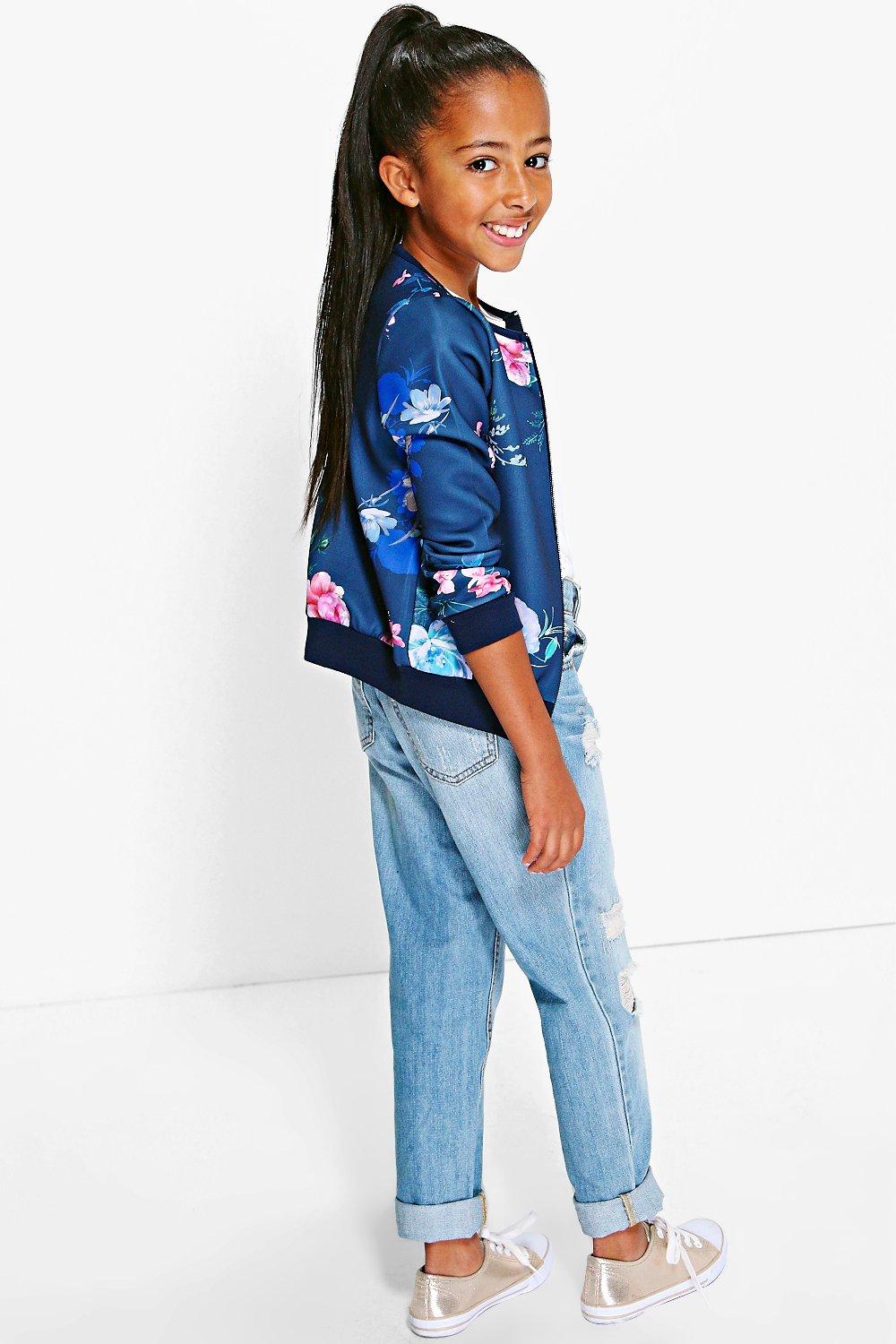 Girls floral 2025 bomber jacket