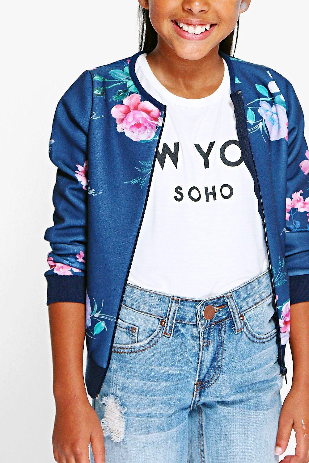 Girls floral bomber jacket best sale