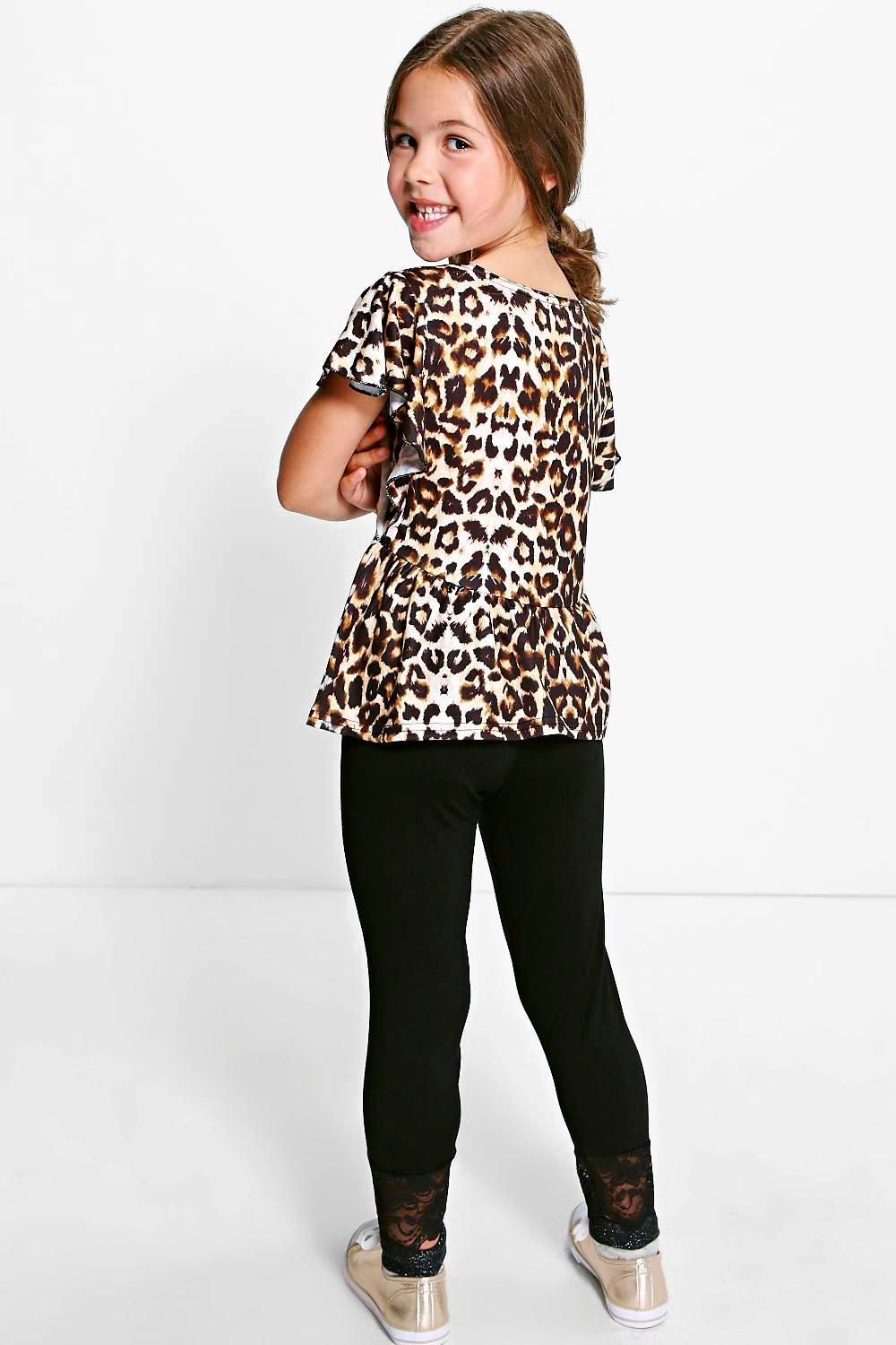 Women s Girls Ruffle Leopard Print Top Boohoo UK