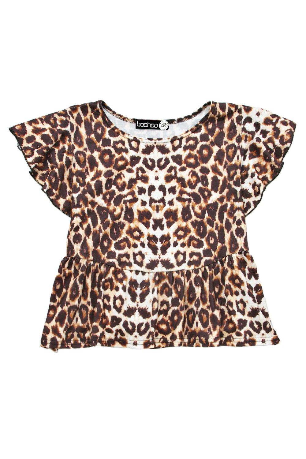 Girls Ruffle Leopard Print Top