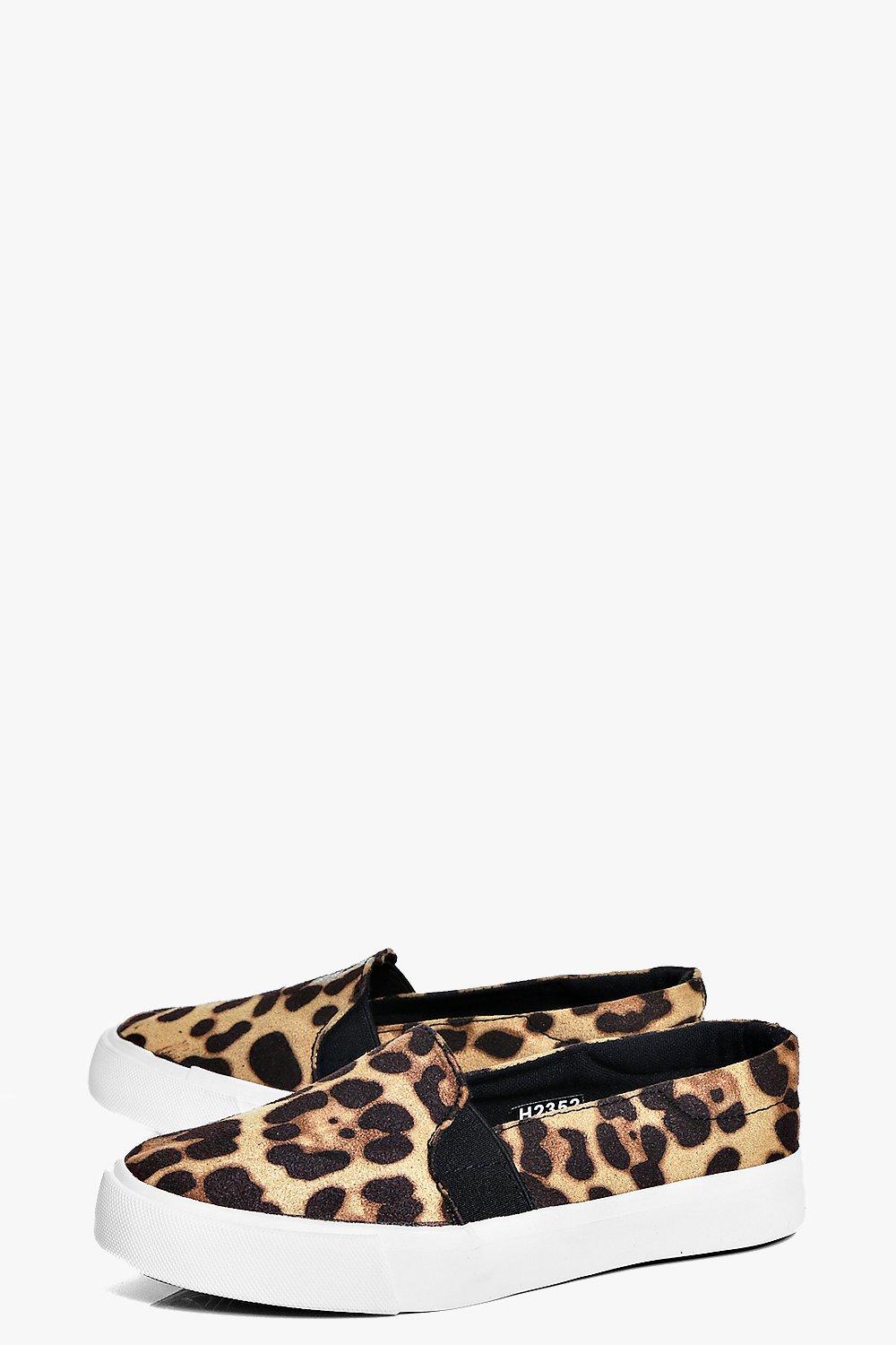 leopard slip on trainers