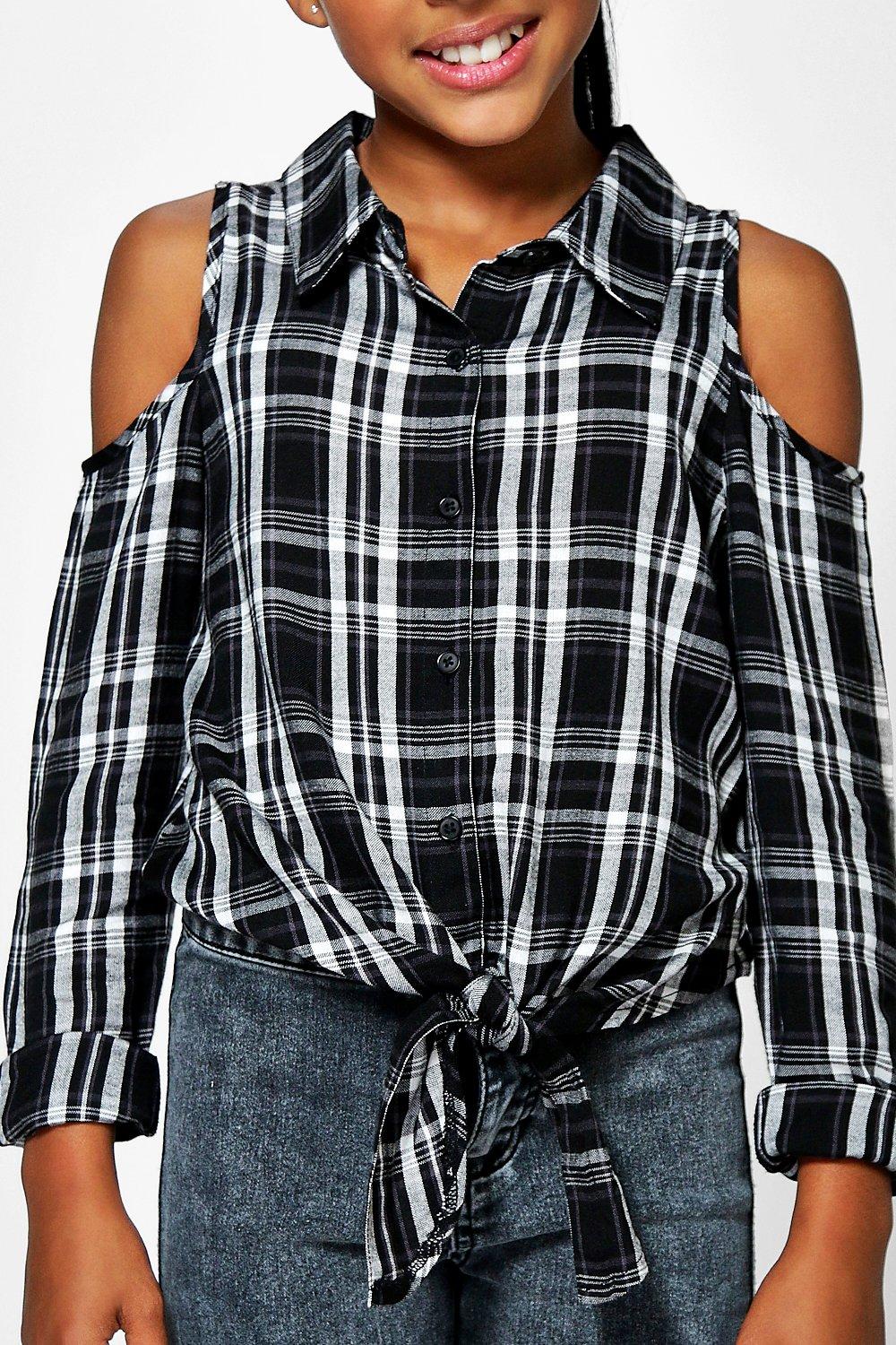 Cold shoulder flannel shirt hotsell