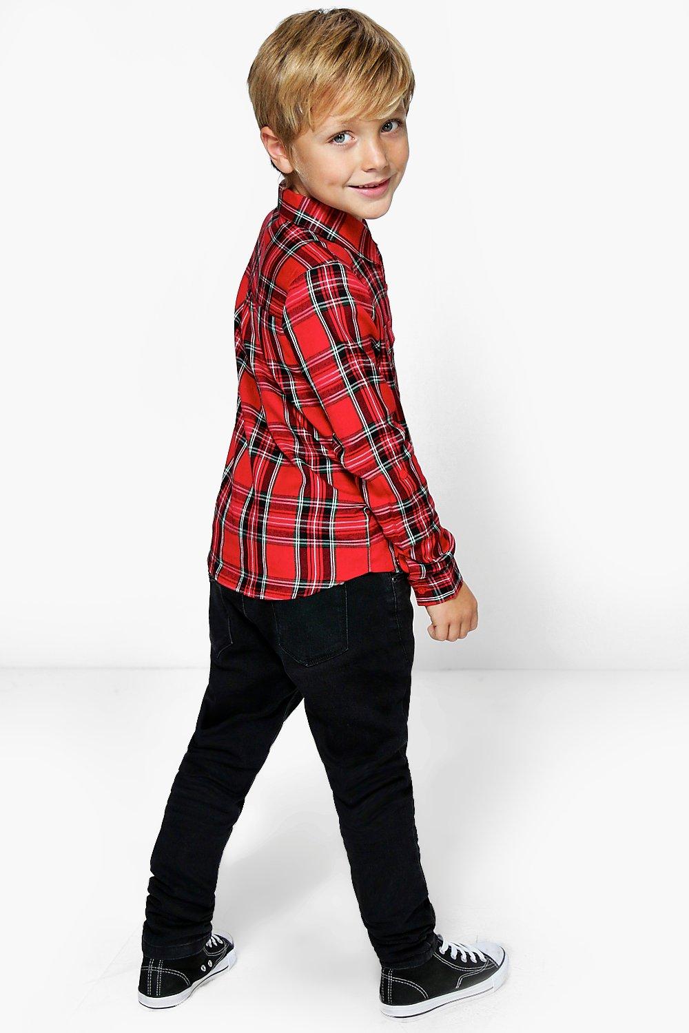 red tartan boys shirt