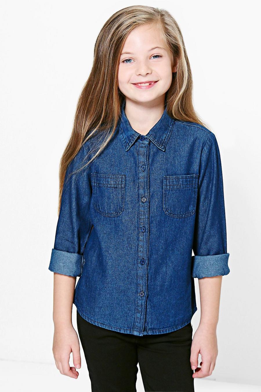 chemise en jean pour filles, Indigo image number 1
