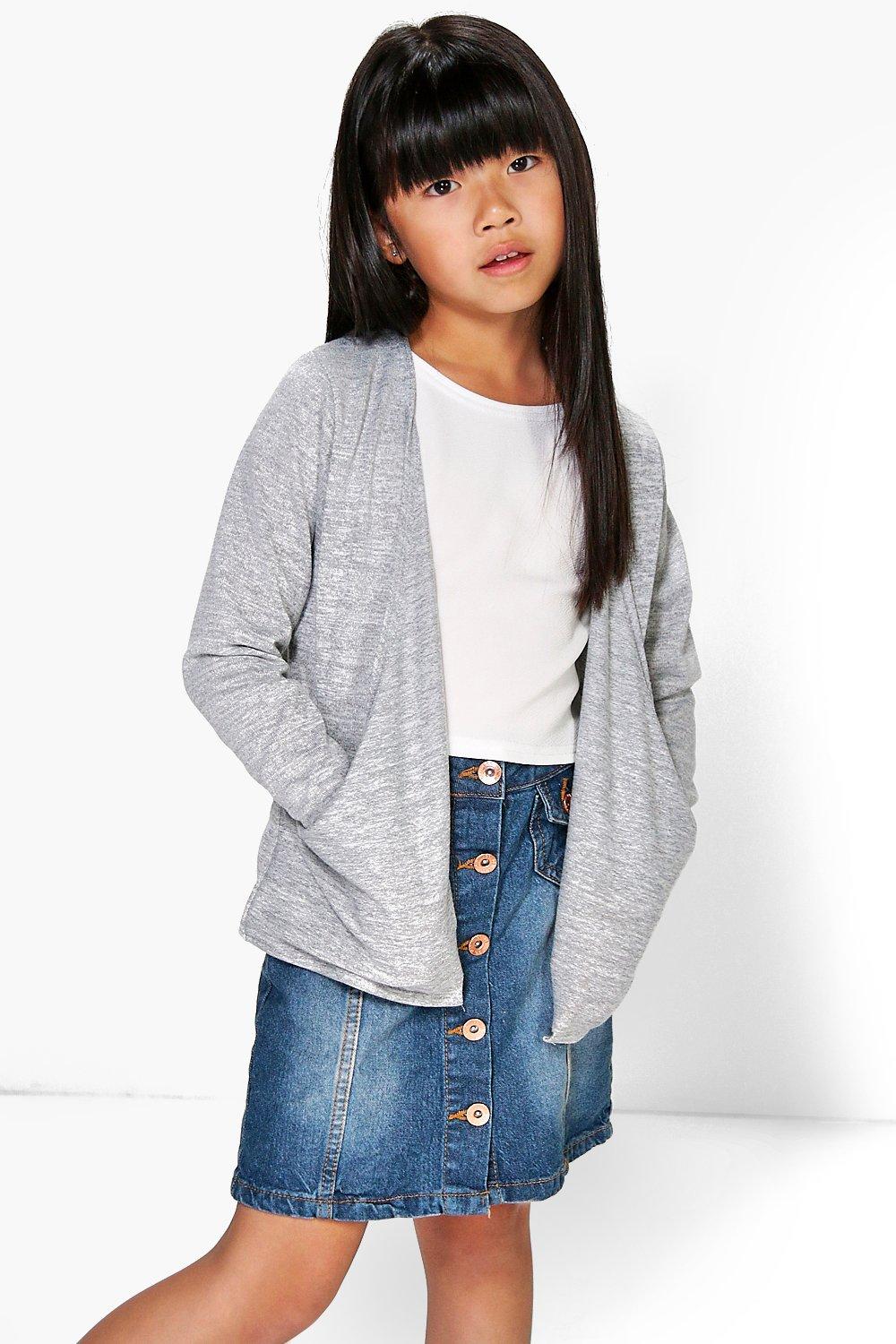 girls long grey cardigan