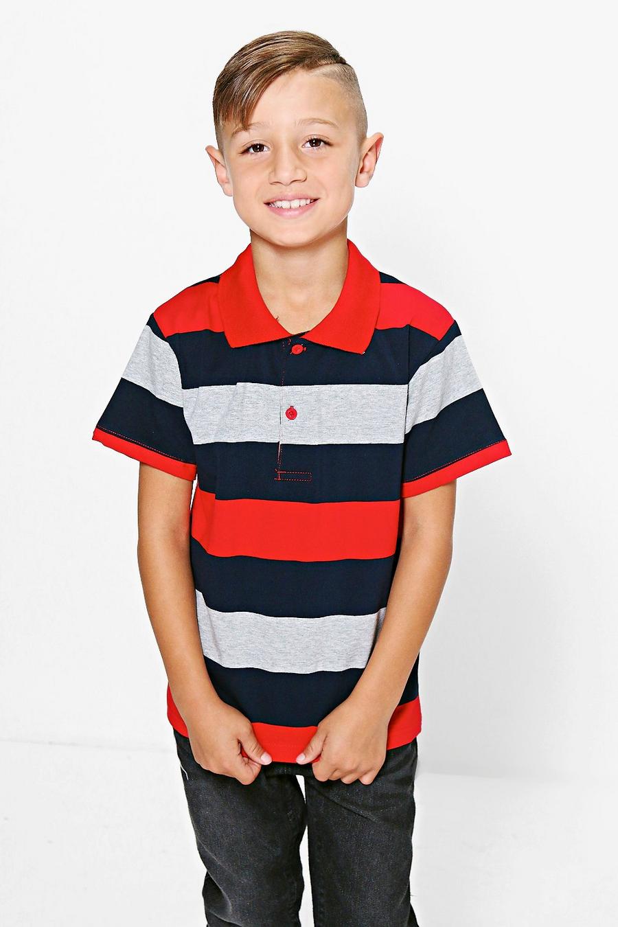 Multi Boys Striped Polo T Shirt image number 1