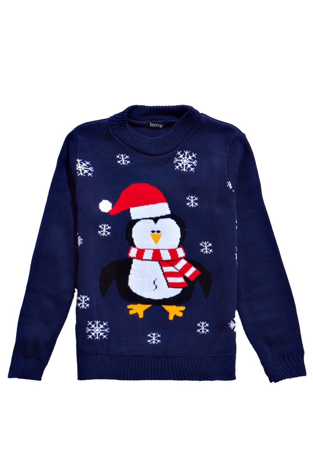 Girls Penguin Christmas Jumper boohoo