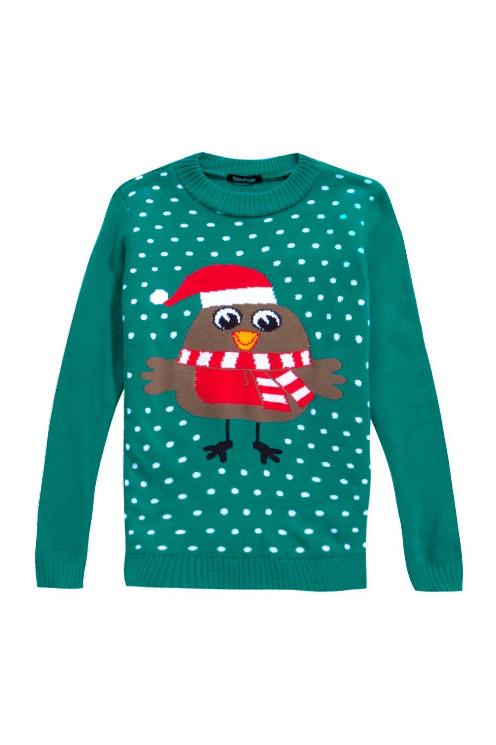 Girls Robin Christmas Jumper boohoo IE