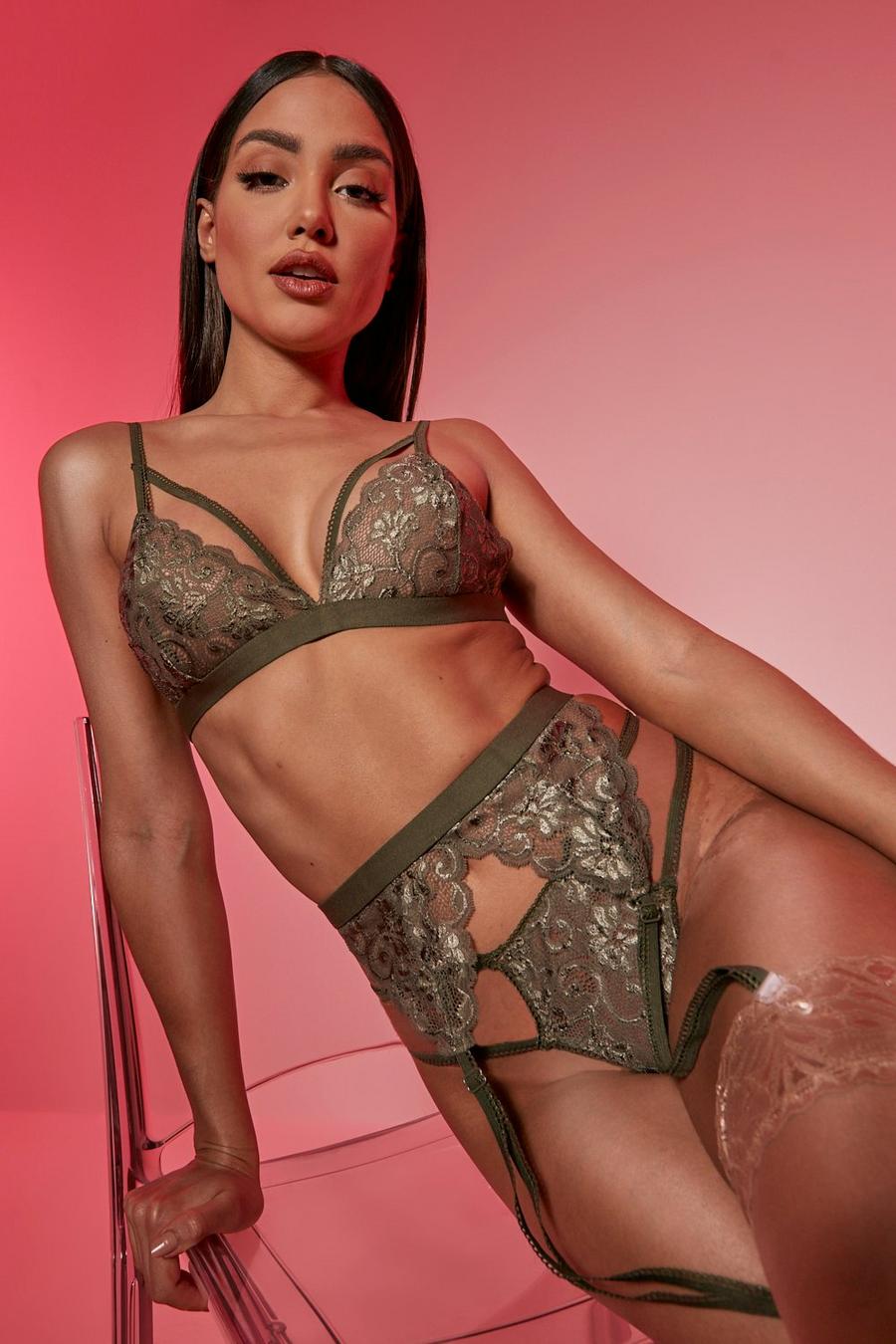 Khaki Lace Strapping 3pc Set image number 1