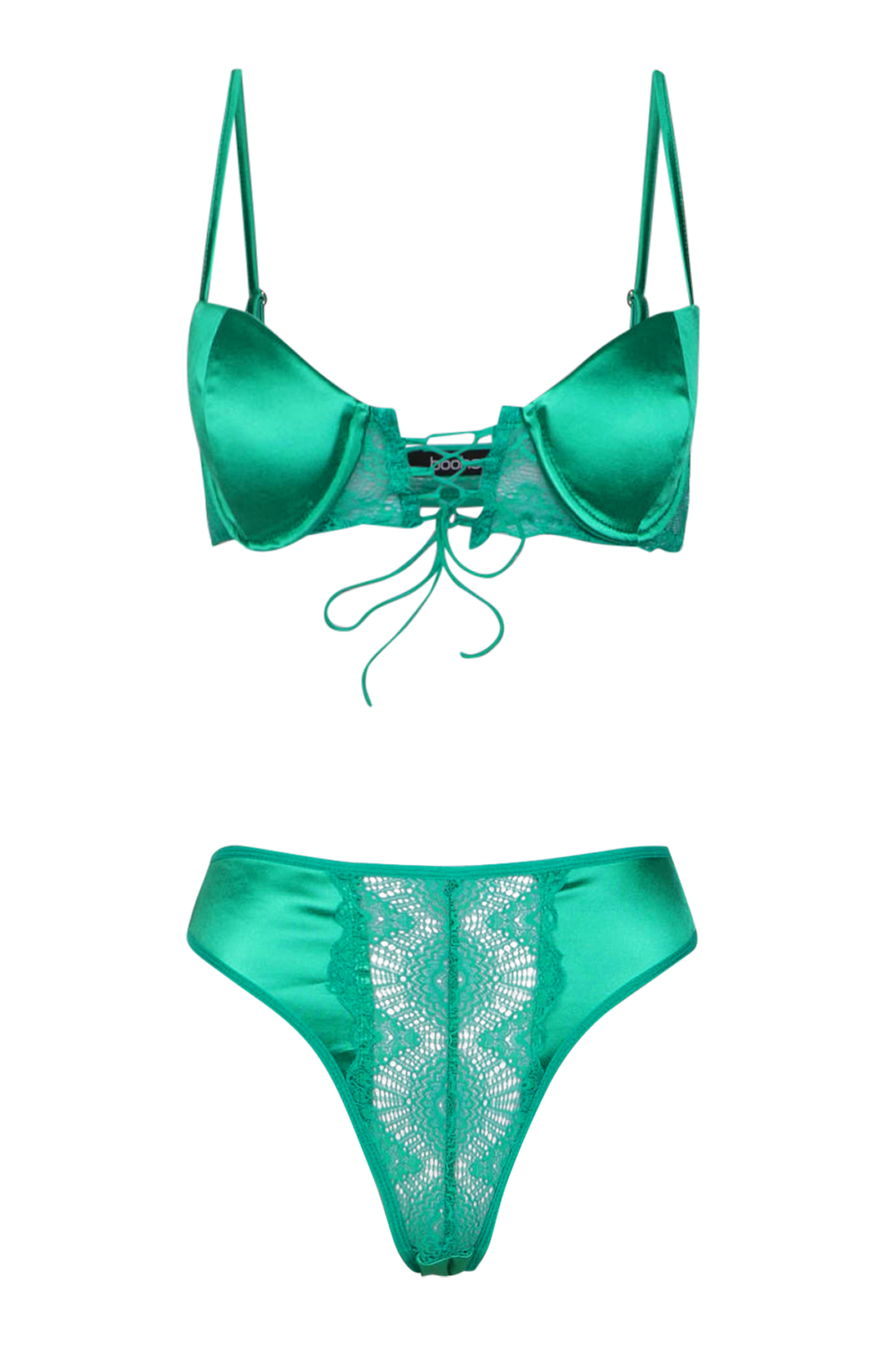 Conjunto de lenceria de saten con cordones boohoo ES