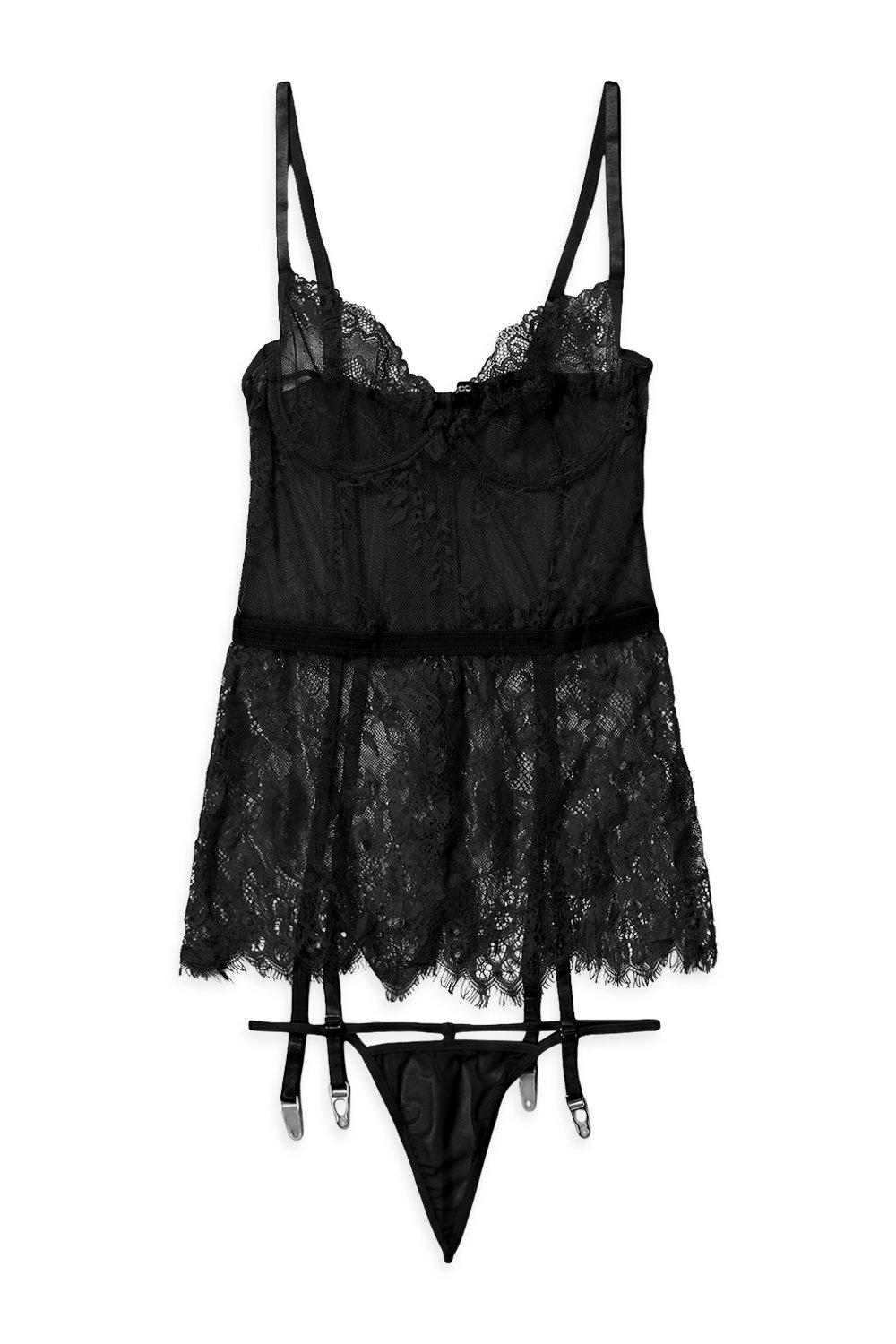 Eyelash Lace Suspender Basque